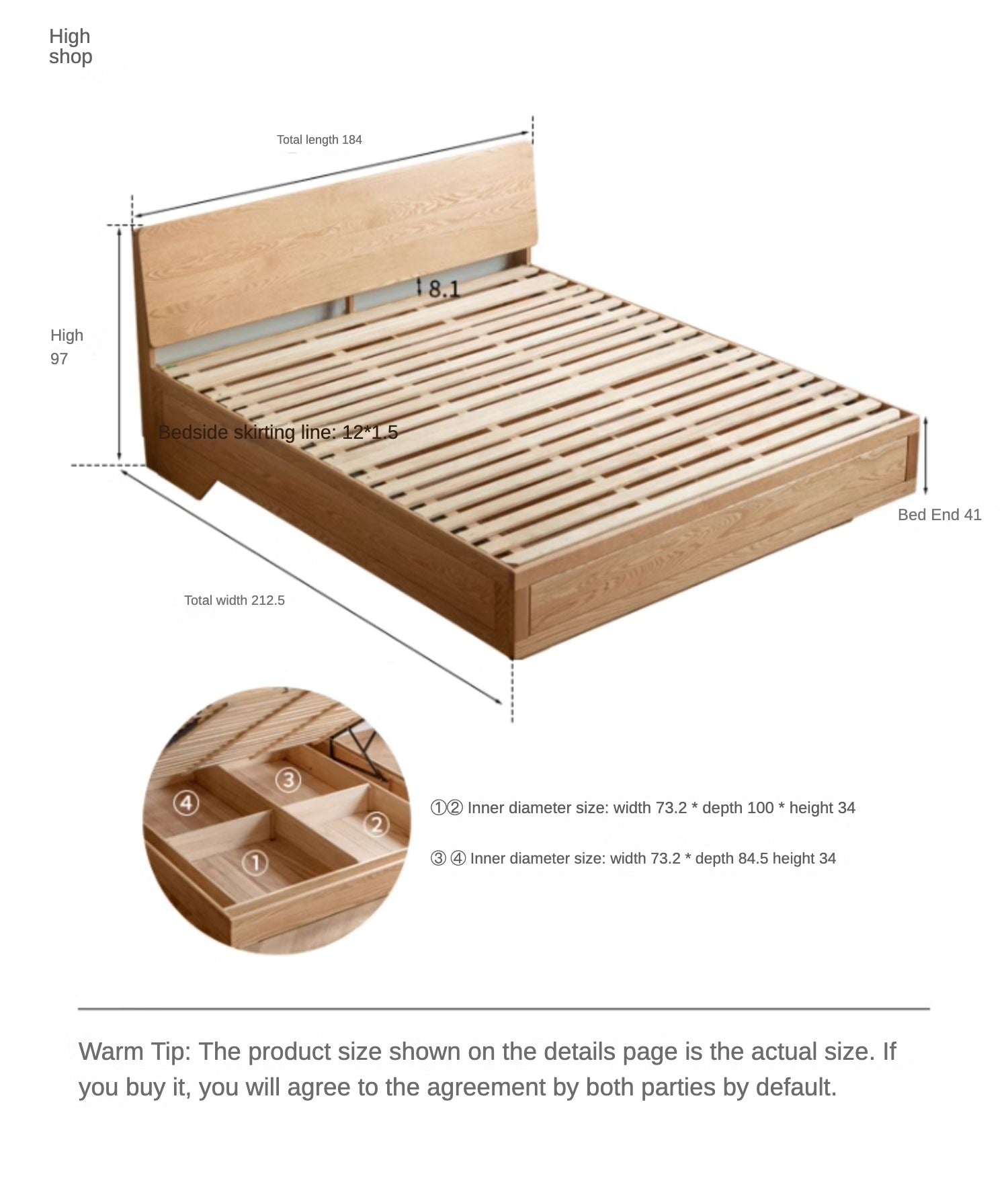 Solid Oak & Black Walnut Wood Floating Platform Bed with LED Lighting - Modern Bedroom Furniture for Contemporary Home Decor