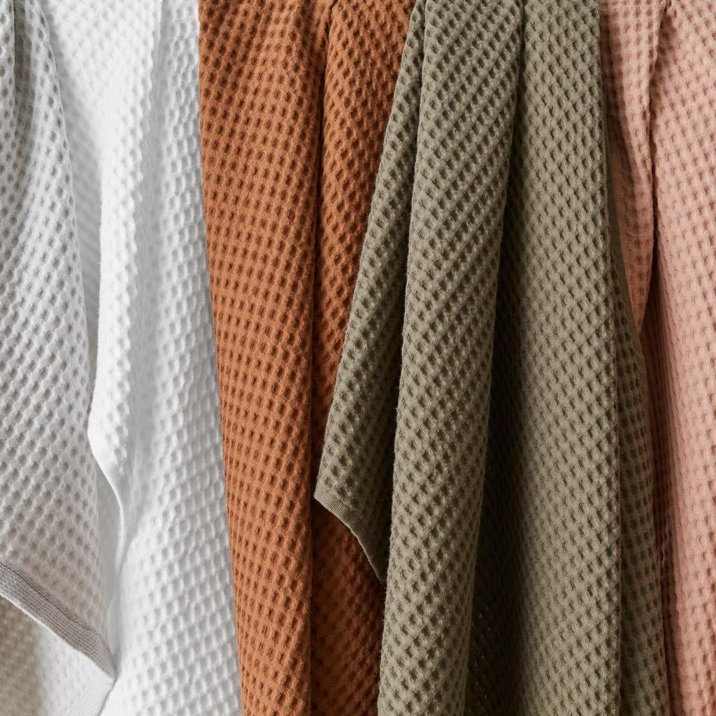 Mara Organic Waffle Towels Set - 100% Cotton Bath Towels, Soft & Absorbent - Perfect for Spa, Bathroom & Beach Use
