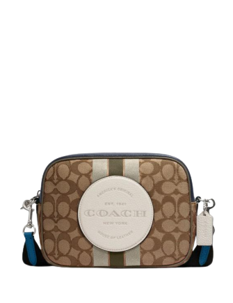Coach Dempsey Camera Bag - Signature Jacquard with Stripe & Patch - Stylish Crossbody Purse for Women - Perfect for Work, Travel & Everyday Use