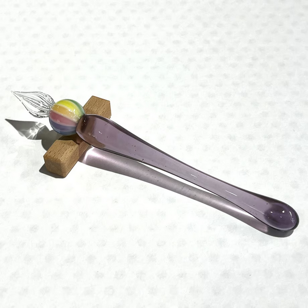 Japanese Glass Dip Pen - Rainbow Ball & Light Purple Colors - Perfect Calligraphy & Handwriting Tool - Ideal Gift for Writers, Artists & Stationery Lovers - Great for Journaling, Letter Writing & Creative Projects
