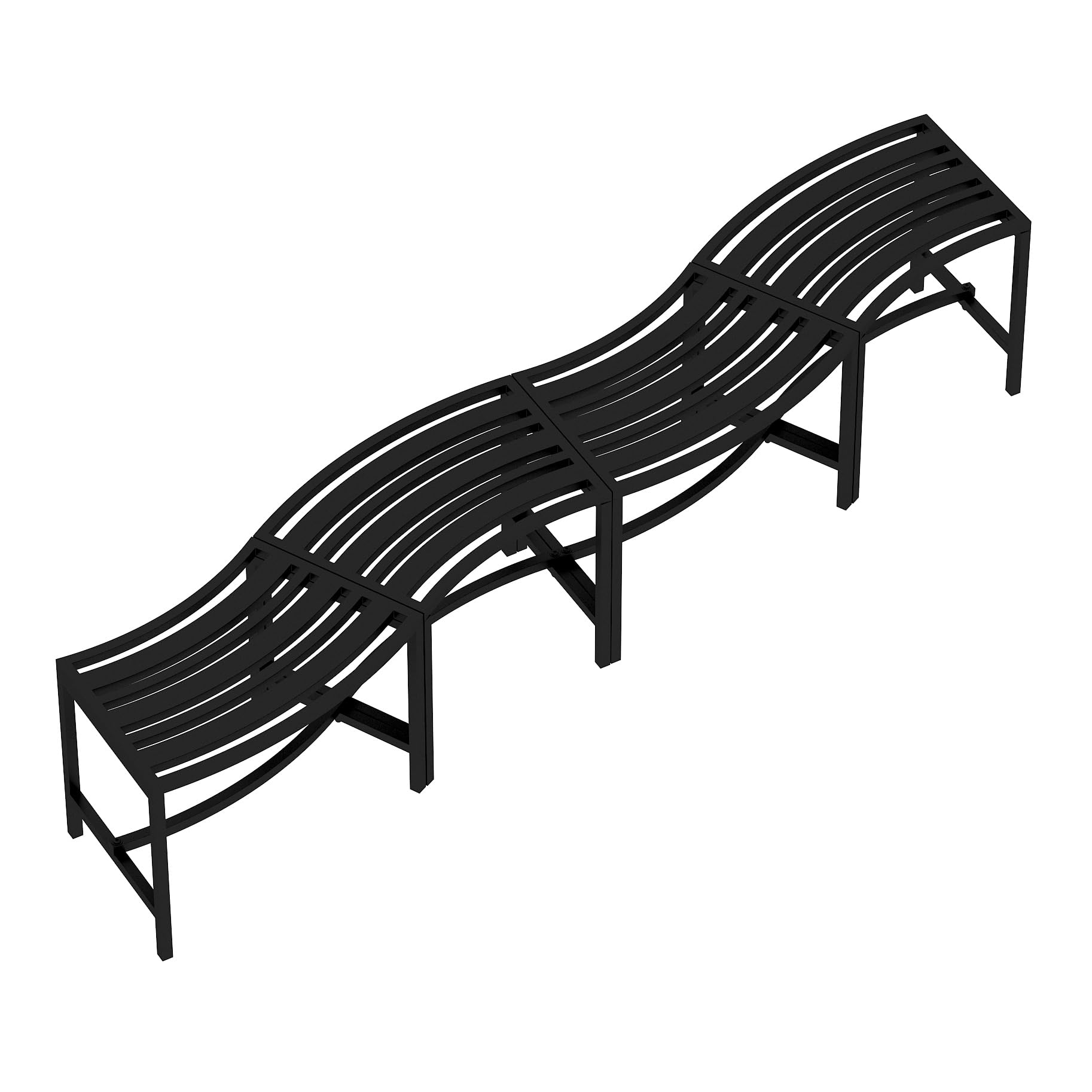 4-Piece Black Metal Curved Fire Pit Bench Set - Heavy Duty Steel Outdoor Seating for Garden, Patio, Porch & Backyard - Backless Design Doubles as Plant Stand - Perfect for Campfires, Outdoor Gatherings & Garden Decor