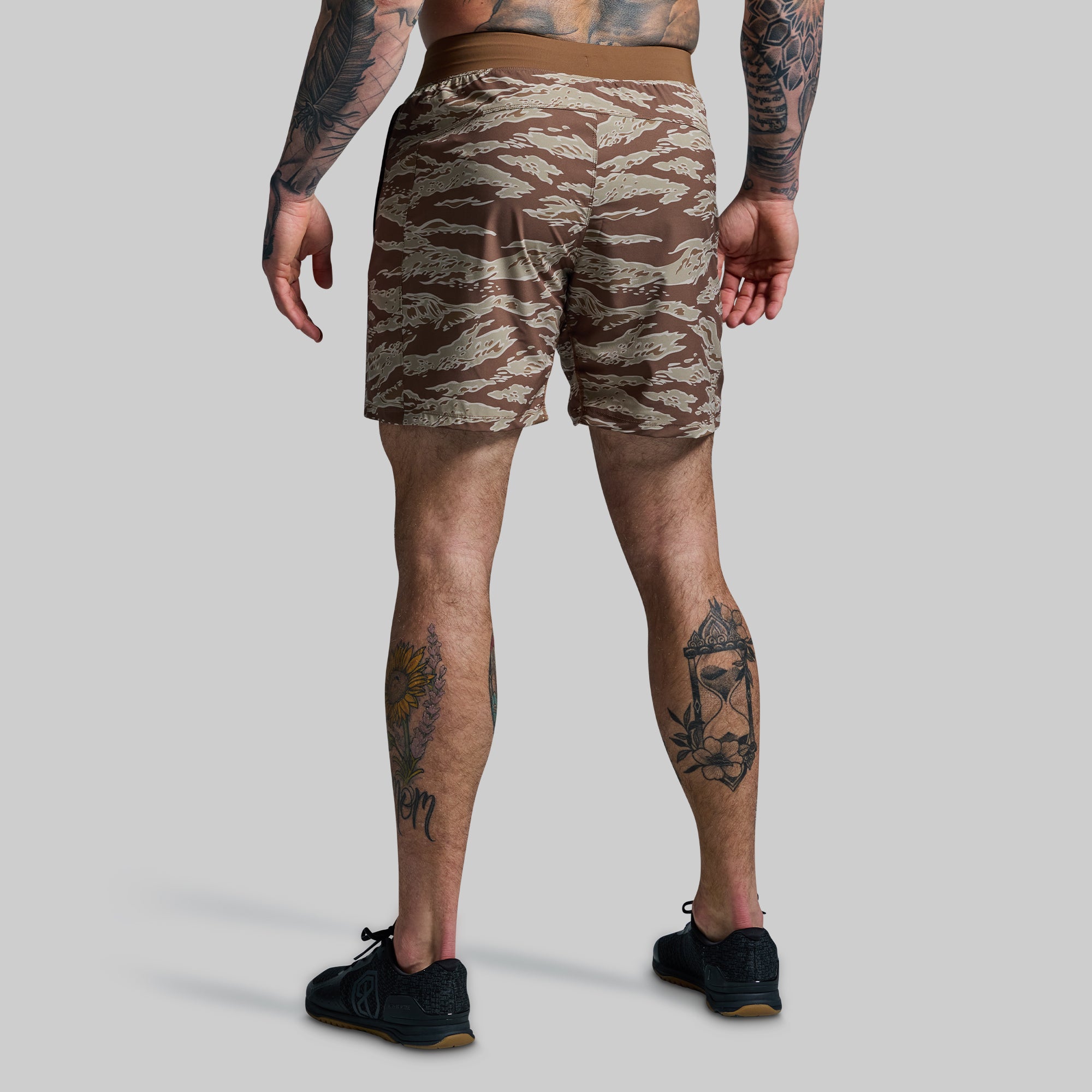 Versatile 7-Inch Compression Shorts for Men - Breathable & Moisture-Wicking Workout Shorts (Sand Tiger) - Perfect for Running, Gym & Outdoor Activities