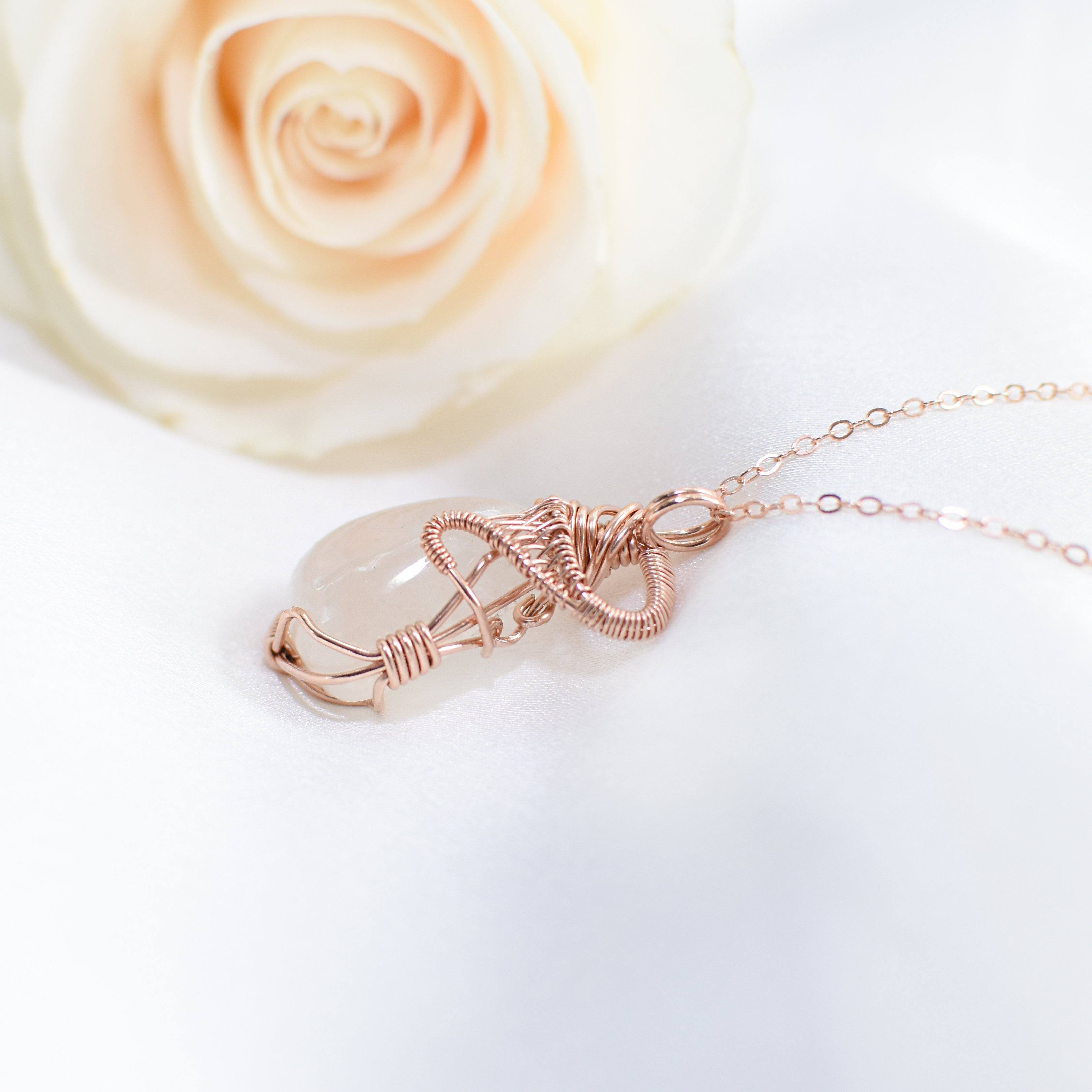 Rose Gold Rainbow Moonstone Necklace for Women - Elegant Dainty Pendant Jewelry Gift for Birthday, Anniversary & Valentine's Day - Perfect for Everyday Wear & Special Occasions