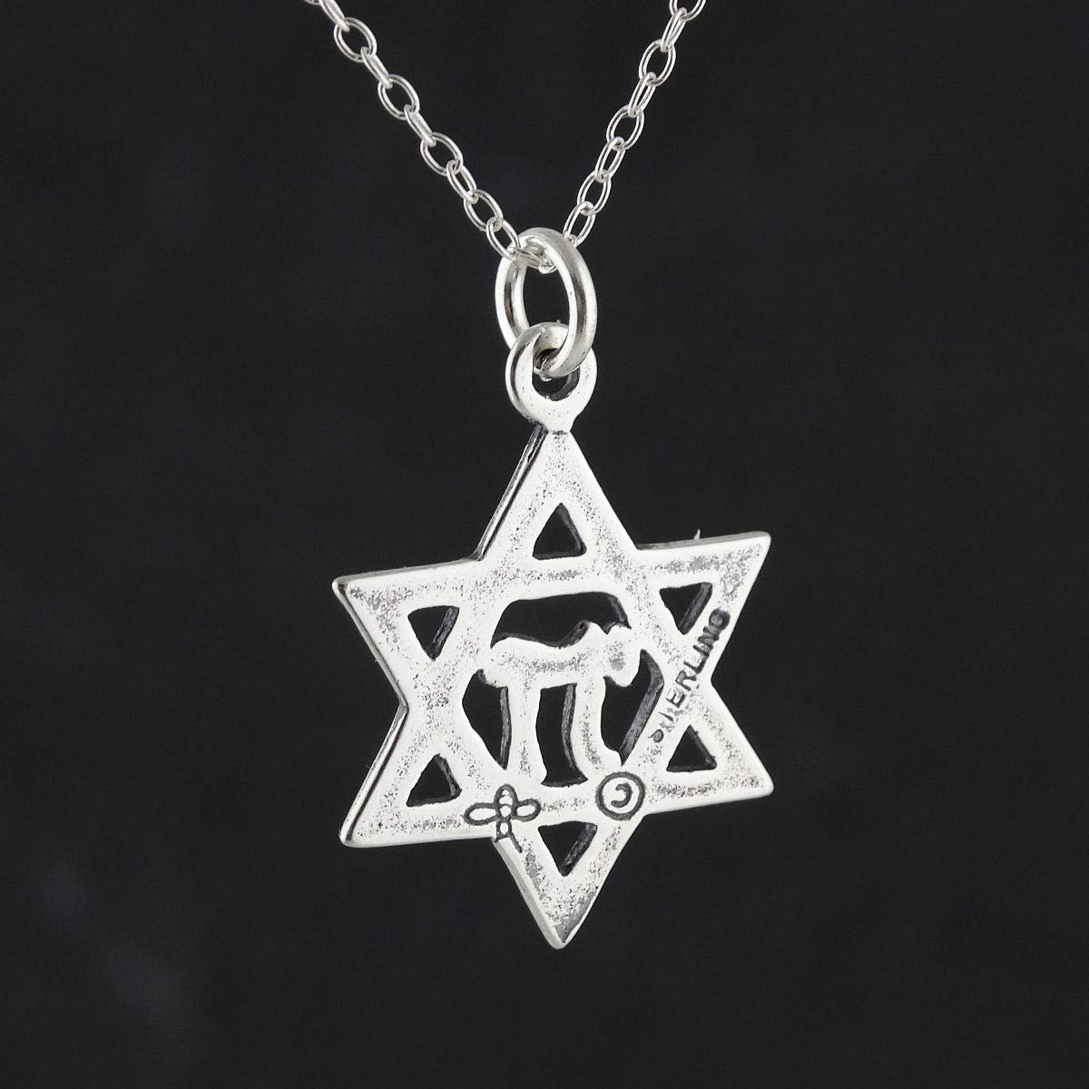 Star of David Chai Statement Chunky Rhinestone Pendant Necklace for Women - Sterling Silver Jewish Jewelry Gift for Hanukkah, Bat Mitzvah & Everyday Wear