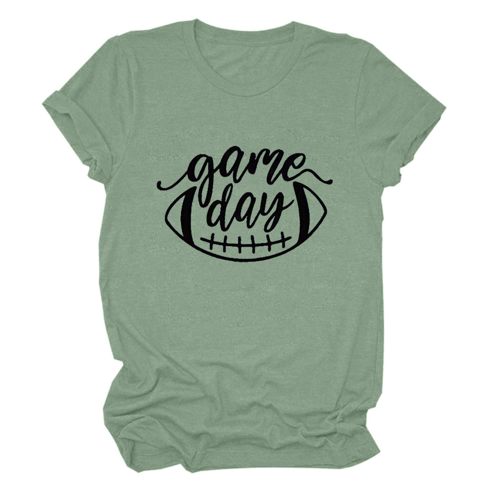 Fankle Women's Cute Graphic T-Shirt - Game Day Crewneck Short Sleeve Casual Letter Print Tee Top | Perfect for Sports Events, Casual Outings & Everyday Wear