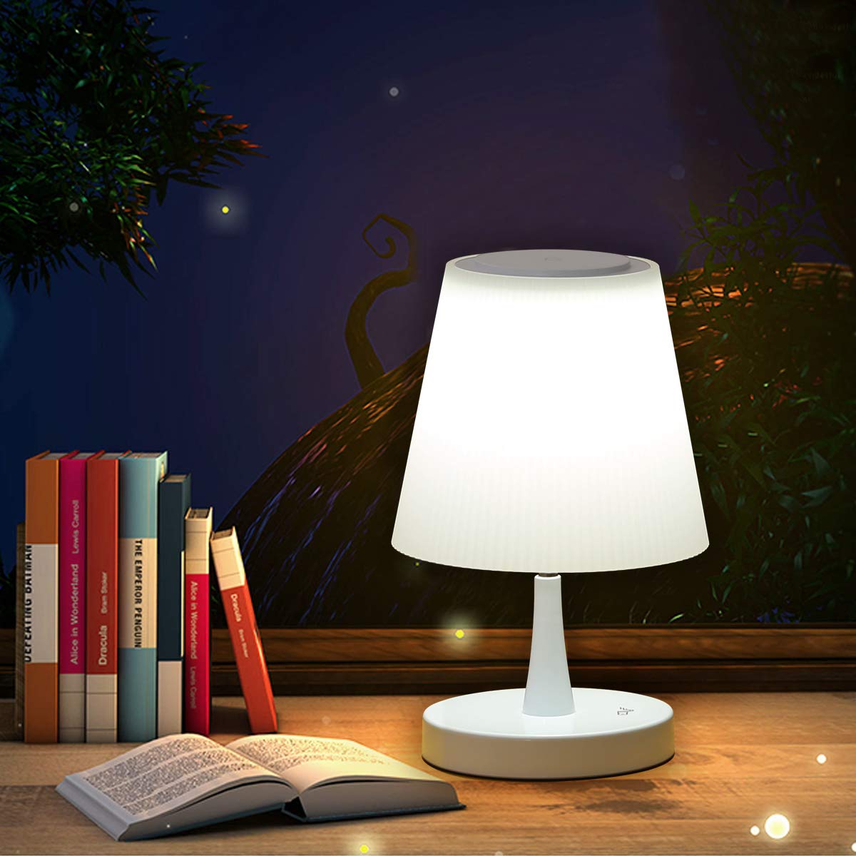 Modern White Touch Table Lamp with Adjustable Brightness - Bedside Nightstand Lamp for Bedroom, Small Desk Reading Light, Perfect for Cozy Nights and Home Office Use