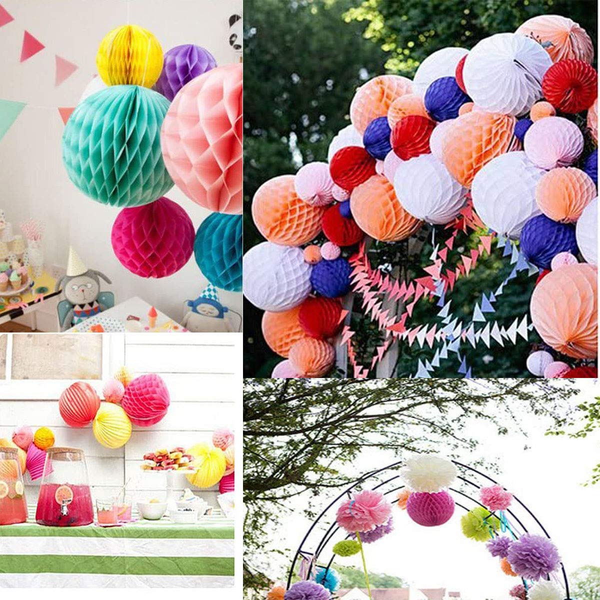 6PCS Yellow Honeycomb Tissue Paper Balls - 8 Inch Party Decorations for Wedding, Birthday, Baby Shower & Nursery Wall Backdrop | Bulk Pom Pom Flowers for Festive Events & Home Decor