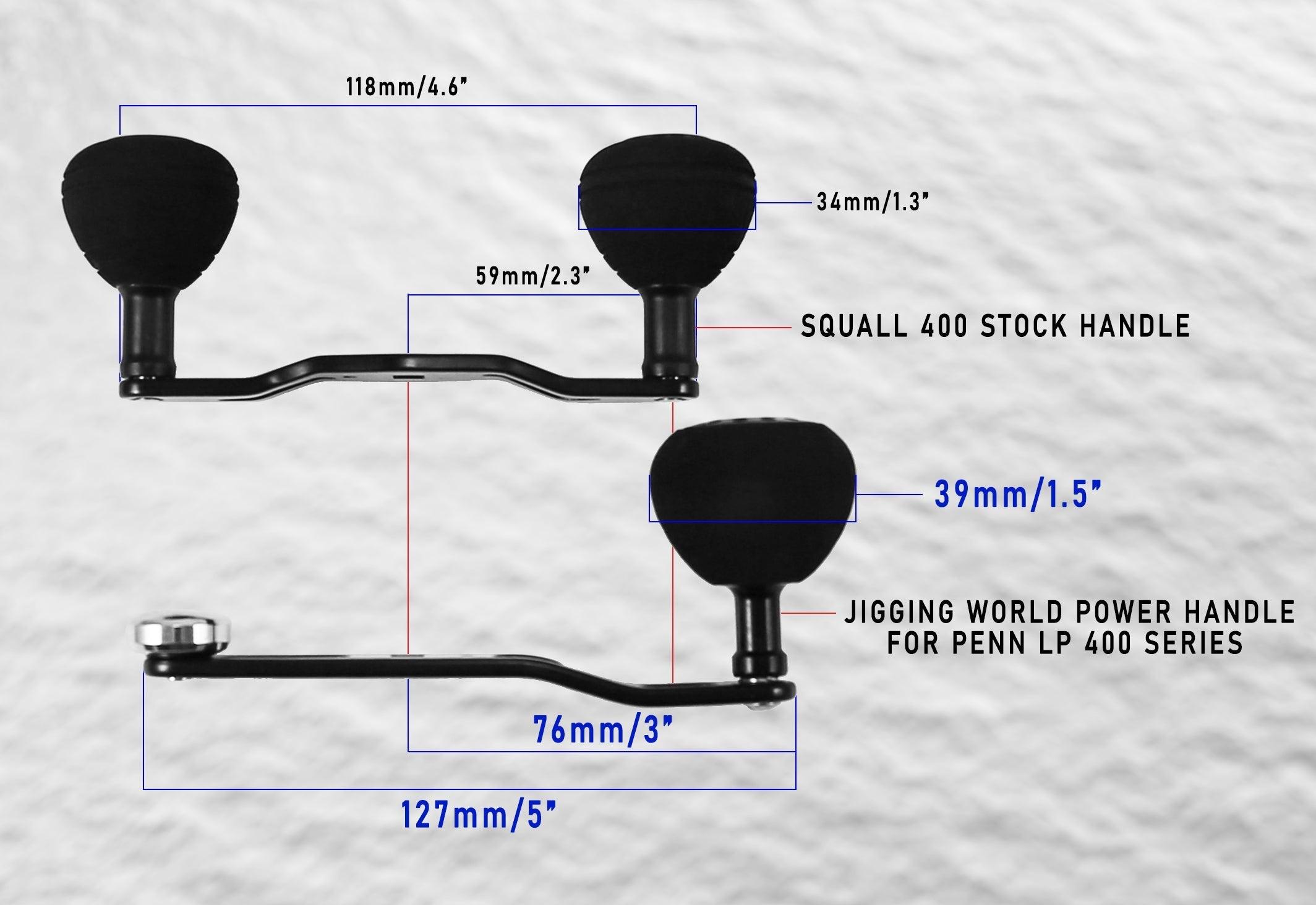 Jigging World Power Handles Replacement for Penn Squall 400 & Fathom 400 Low Profile Fishing Reels - Upgrade Your Saltwater & Freshwater Fishing Gear