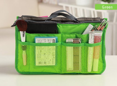 Women's Portable Purse Organizer Insert - Multi-Function Cosmetic Storage Bag for Travel & Handbags - Green Makeup Bag Pouch - Perfect for Daily Use, Office & Vacation Essentials Organization