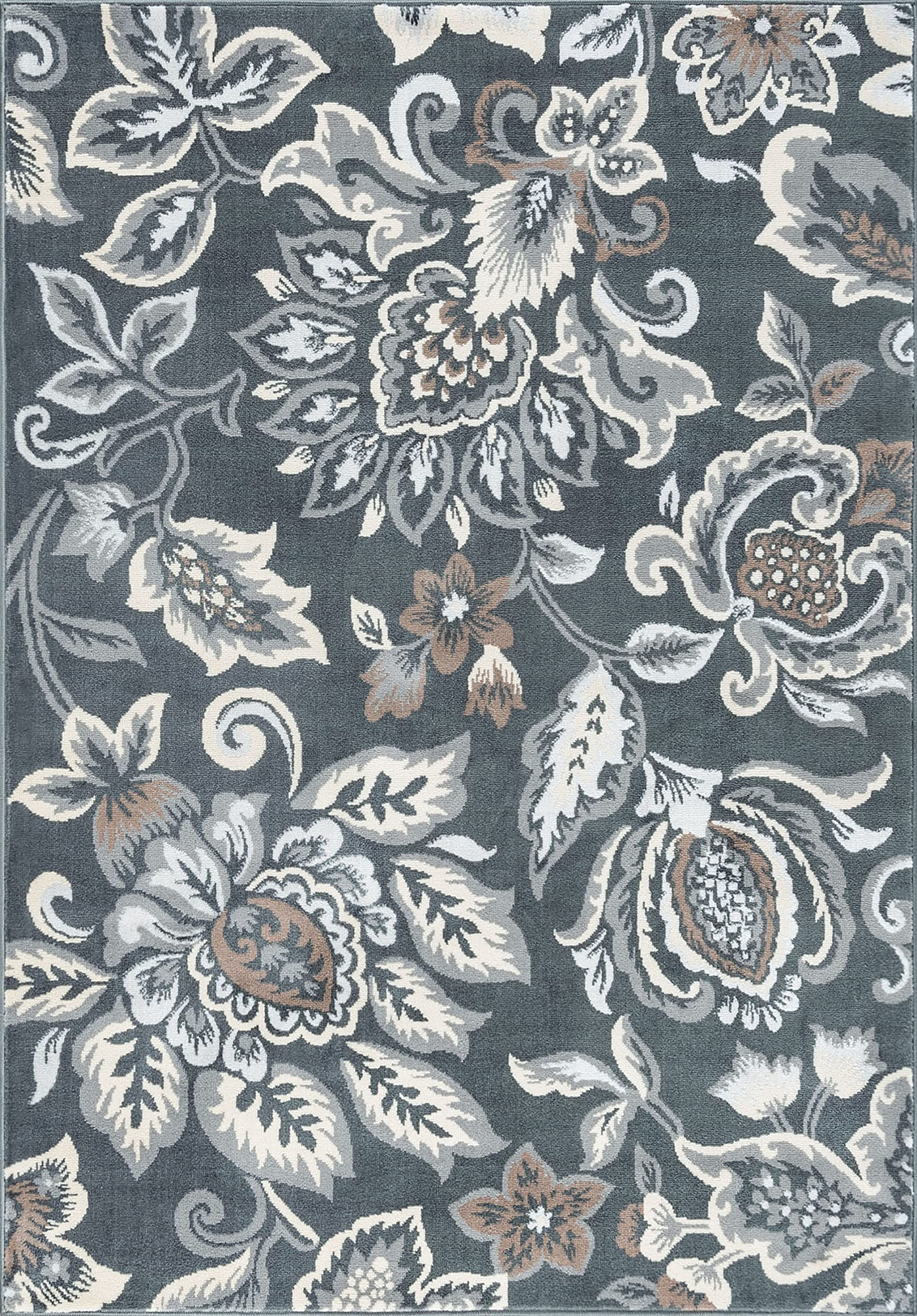 Stella Dark Gray Large 8x10 Area Rug - Soft Floral Carpet for Living Room, Bedroom, Dining Room, Entryway & Kitchen - Perfect for Home Decor, Indoor Use & Cozy Spaces