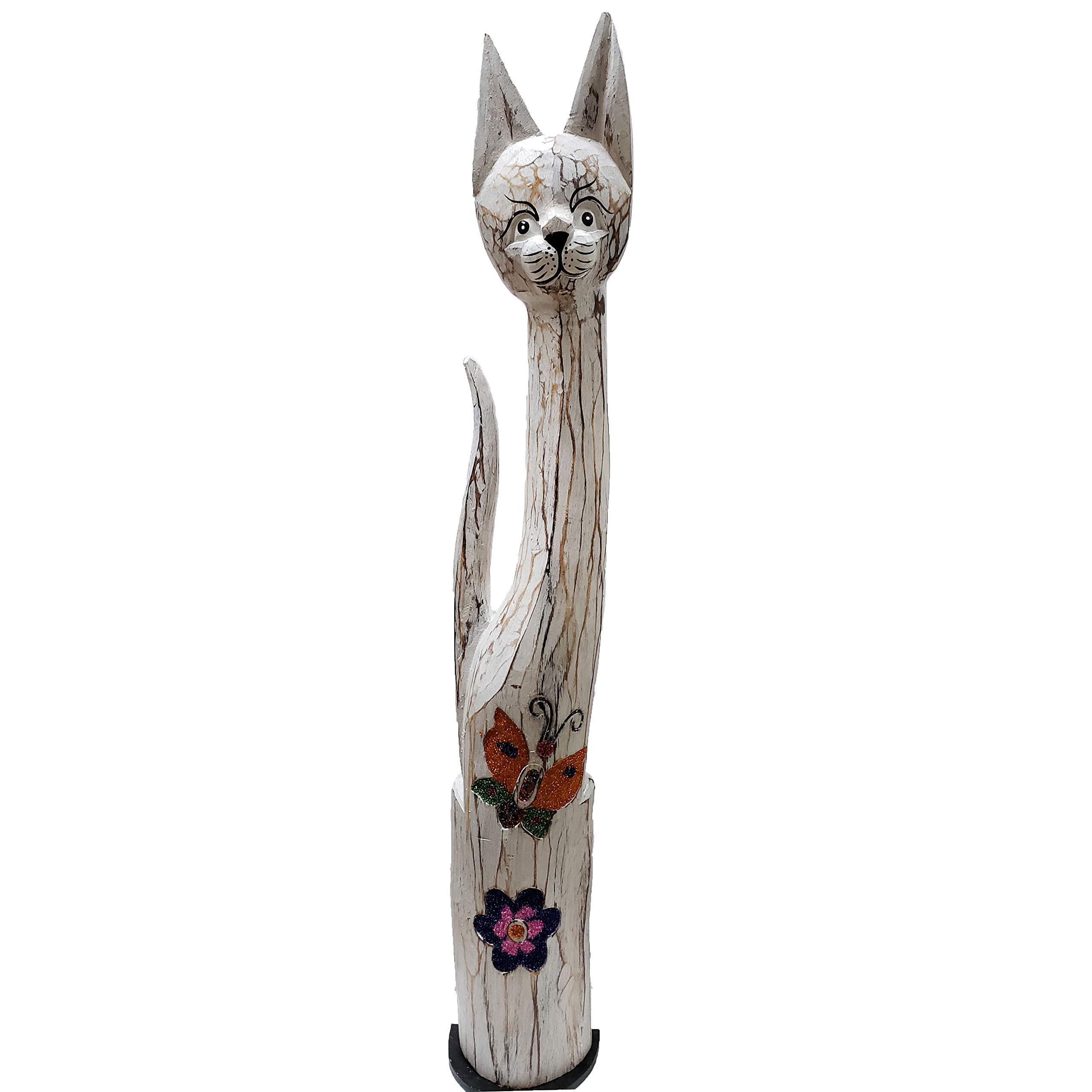40 Inch White Cat Statue - Elegant Home Decor for Living Room, Garden, or Office | Perfect Gift for Cat Lovers