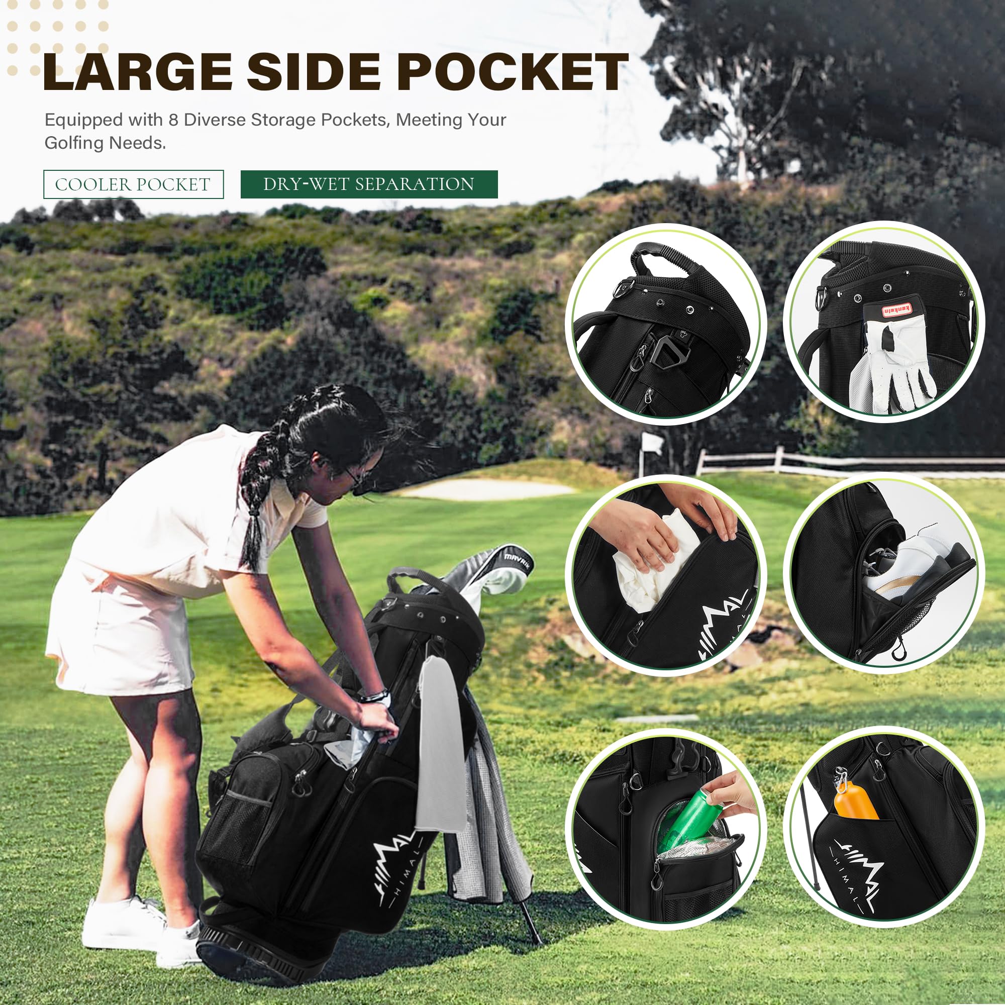 Lightweight Golf Stand Bag with 7-Way Top Dividers - Durable Golf Bags for Men & Women with Multiple Pockets & Dual Straps - Perfect for Driving Range, Course Play & Travel