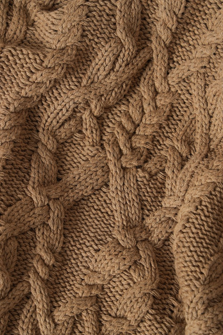 Dorian Cable Knit Sweater Women's Mocha Brown - Cozy Winter Pullover for Casual Outfits & Holiday Gatherings