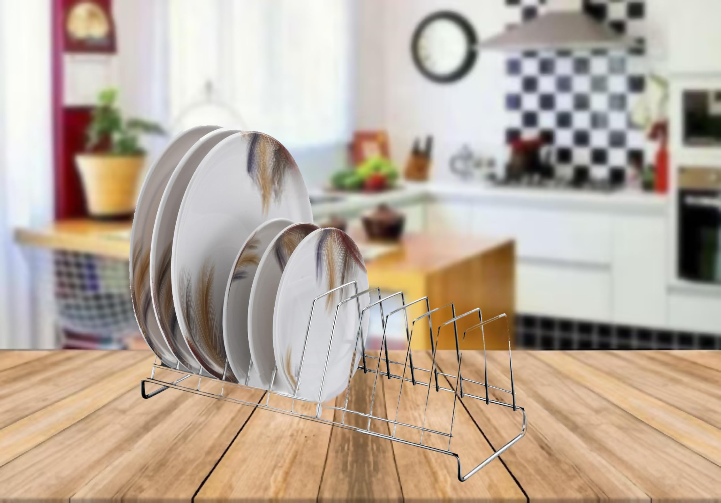 STANDIFY Stainless Steel Plate Stand - Dish Rack, Lid Holder & Kitchen Organizer for Countertop - Heavy Duty Large Kitchen Storage for Plates, Cutting Boards & Pans - Perfect for Restaurants, Home Kitchens & Small Spaces