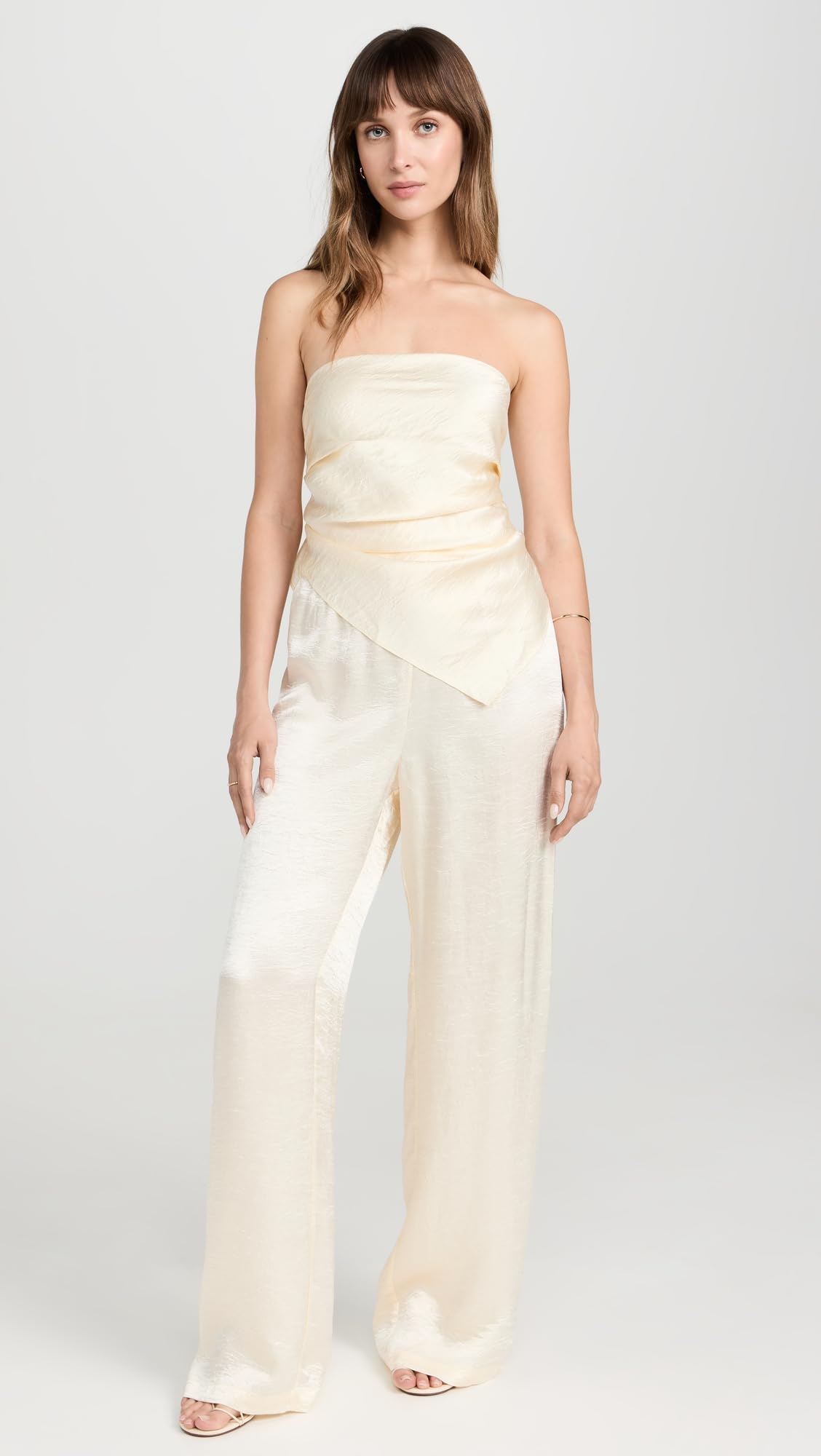 Enza Costa Women's Textured Satin Pants - Comfortable High-Waist Lounge Pants for Yoga, Travel & Home Relaxation