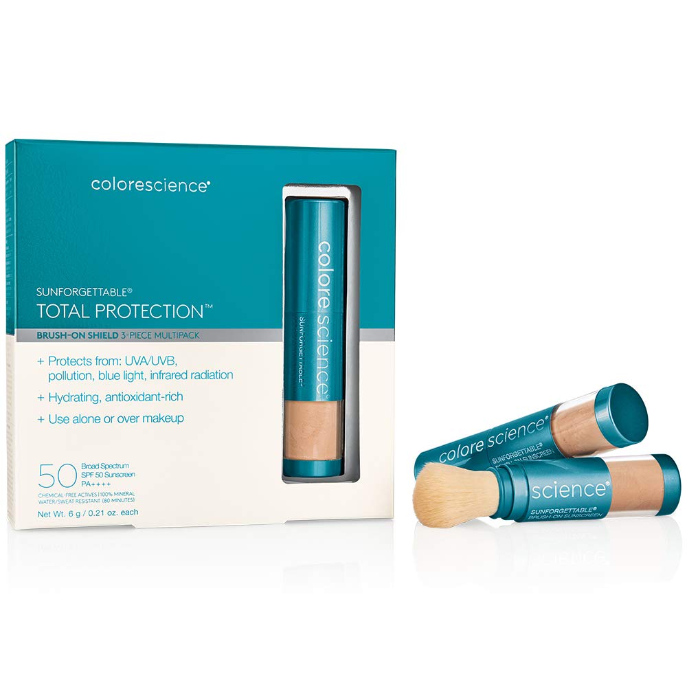 Colorescience Brush-On Sunscreen Mineral Powder SPF 50 - Oil-Free, Water-Resistant, Broad Spectrum Protection for Sensitive Skin & Face - Perfect for Travel, Outdoor Activities & Daily Sun Protection