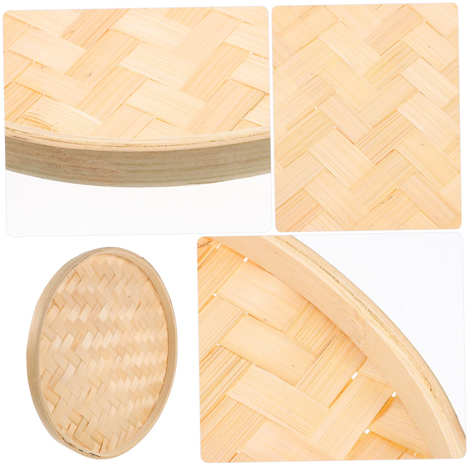 Exceart Round Bamboo Serving Tray - Wooden Cheese Plate with Rattan Hoops for Charcuterie, Appetizers & Food Display - Perfect for Entertaining, Weddings, Picnics & Home Decor