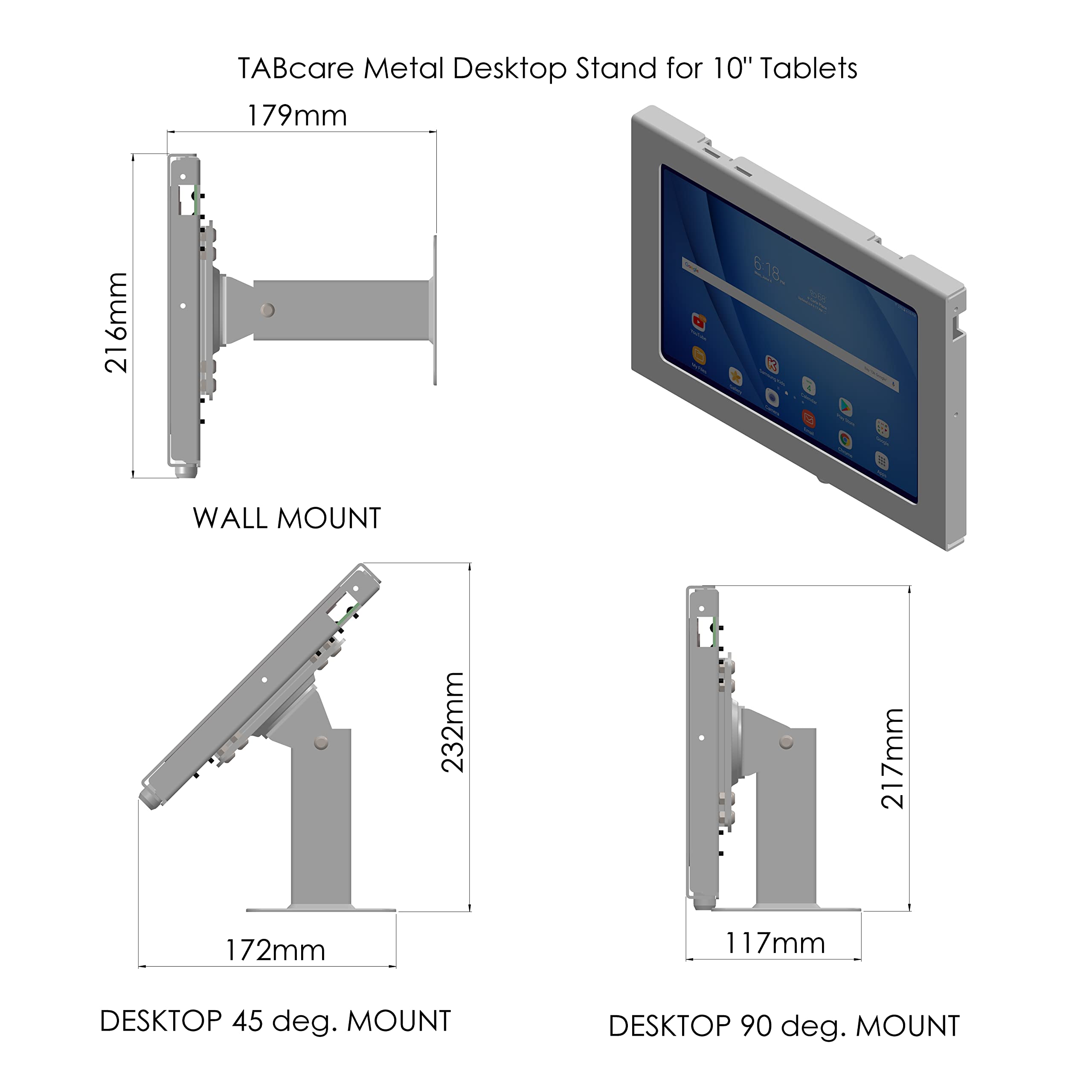 TABcare Adjustable Metal iPad Stand Holder for iPad 7/8/9/10.2