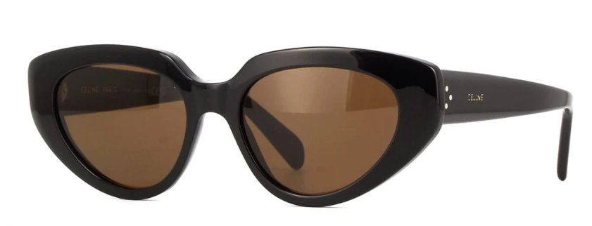 Celine CL40286I 01E Shiny Black & Brown Cat Eye Sunglasses for Women - UV Protection, Fashionable & Elegant - Perfect for Outdoor Activities, Beach, Driving & Summer Style