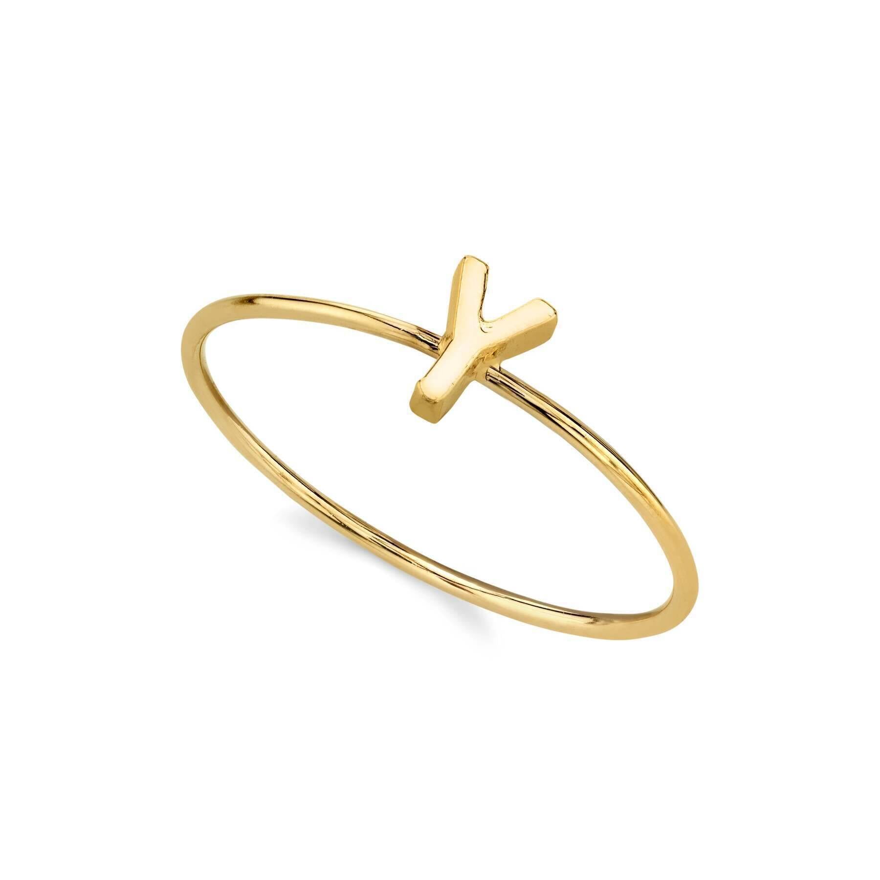 1928 Gold Initial Ring for Women - Personalized Monogram Letter Ring Size 7 - Elegant Dainty Jewelry Gift for Her - Perfect for Birthdays, Anniversaries & Special Occasions
