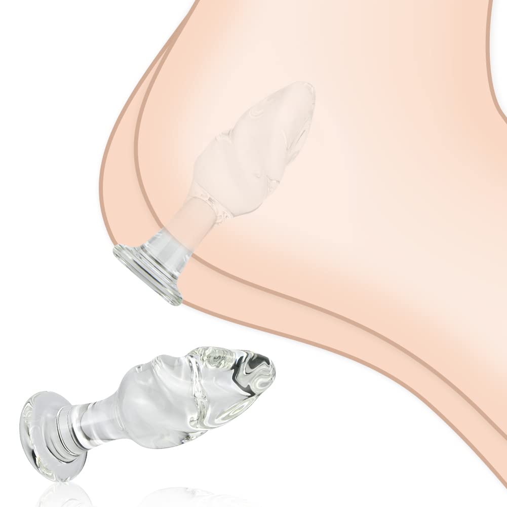 FST Glass Spiral Anal Butt Plug - Transparent Crystal G-Spot Massager for Vaginal Stimulation - Adult Sex Toys for Women & Men Beginners (Large Size) - Perfect for Couples Play and Solo Exploration