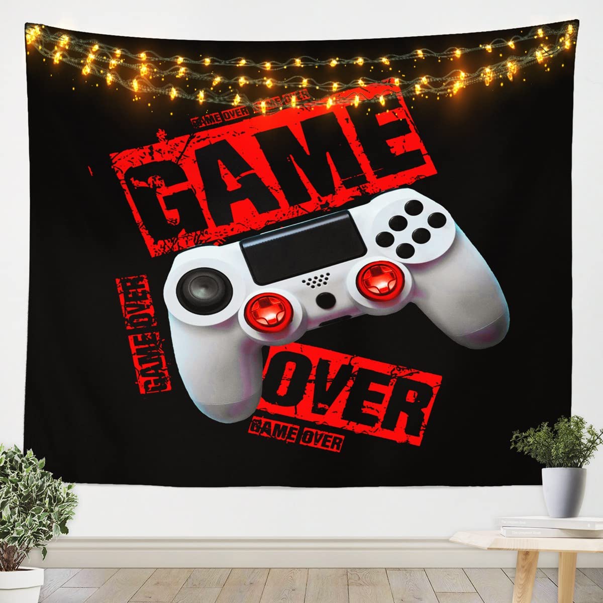 Boys Gamer Tapestry - Red & Black Video Game Wall Hanging for Teens & Kids - 59x59 Inch Lightweight Gaming Blanket - Perfect for Bedroom, Living Room & Game Room Decor - Great Gift for Young Gamers