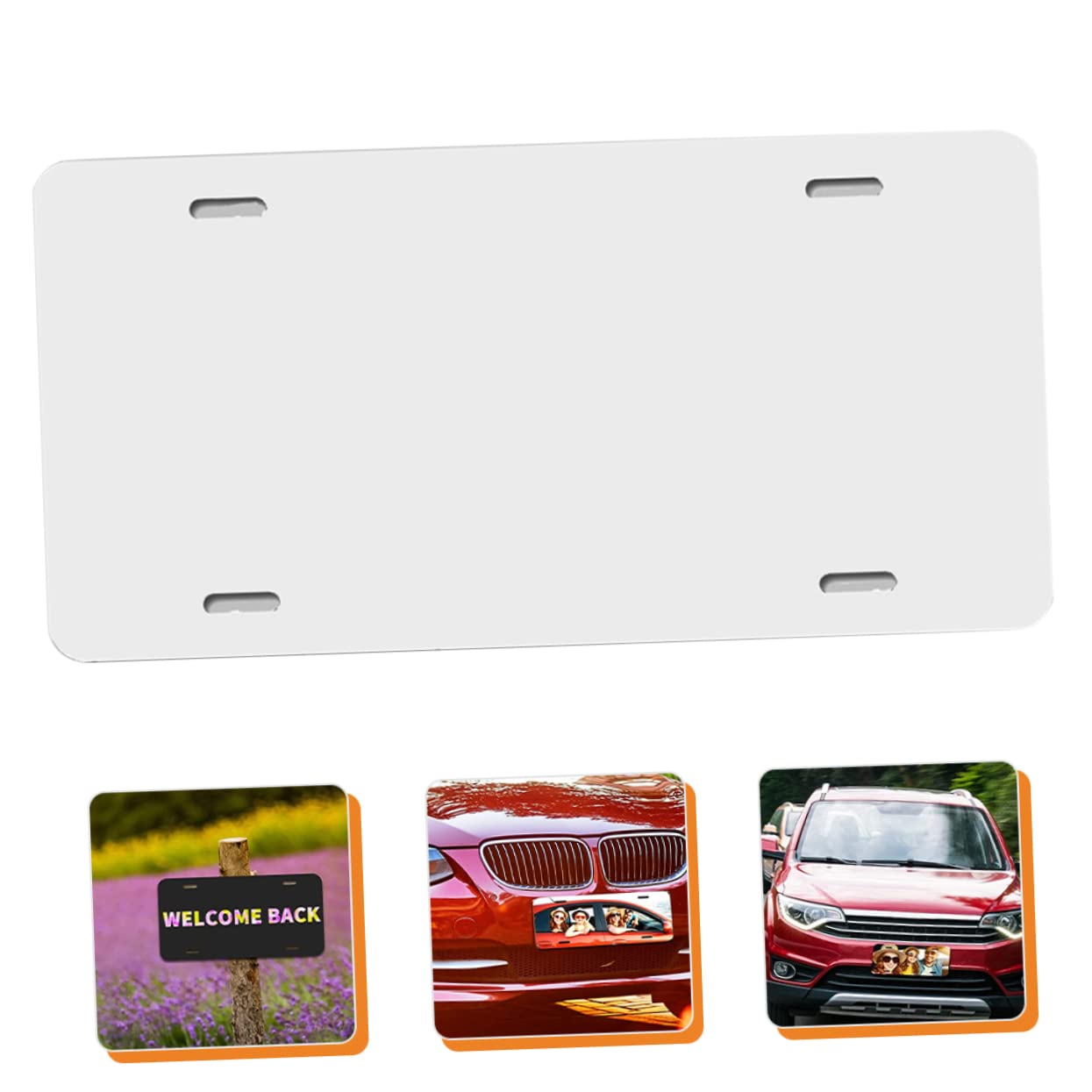 5-Pack DIY Metal Blank License Plates for Cars - White - Customizable Car Accessories for Personalization & Decoration - Perfect for Car Shows, Gifts & DIY Projects