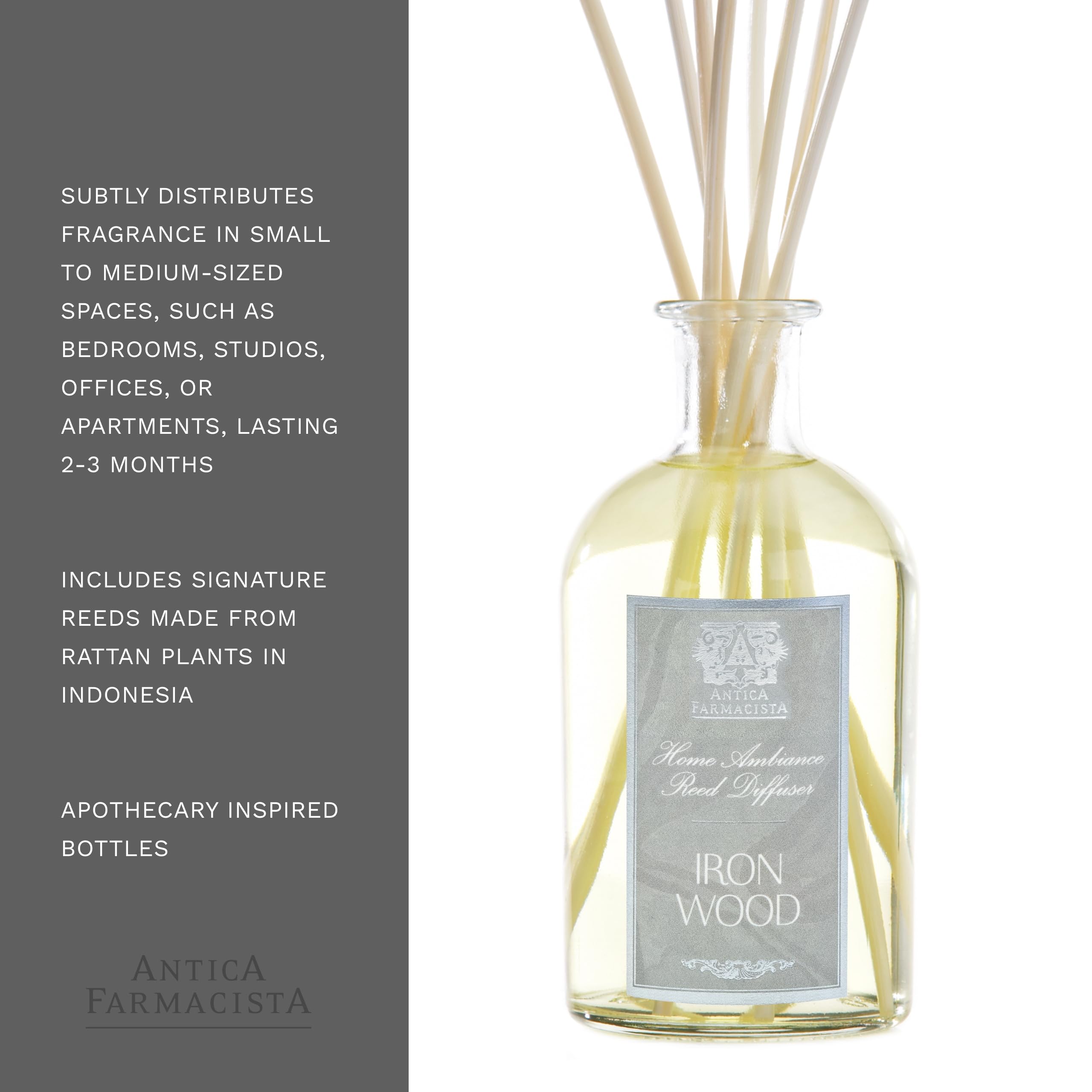 Antica Farmacista Premium Home Ambiance Diffuser - 8.45 Fl Oz Ironwood Scented Essential Oil Diffuser for Aromatherapy, Bedroom & Living Room Relaxation