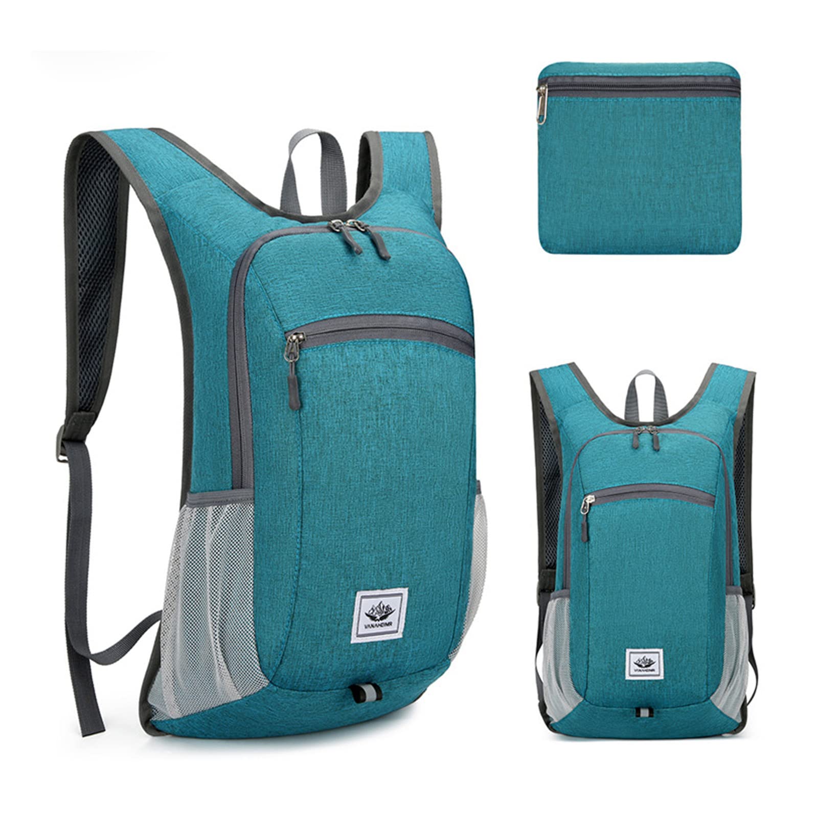 DOJUNS 12L Lightweight Hiking Backpack - Foldable Daypack for Travel, Camping & Outdoor Adventures - Water-Resistant Small Backpack for Women & Men (Green) - Perfect for Day Trips, Commuting & Weekend Getaways
