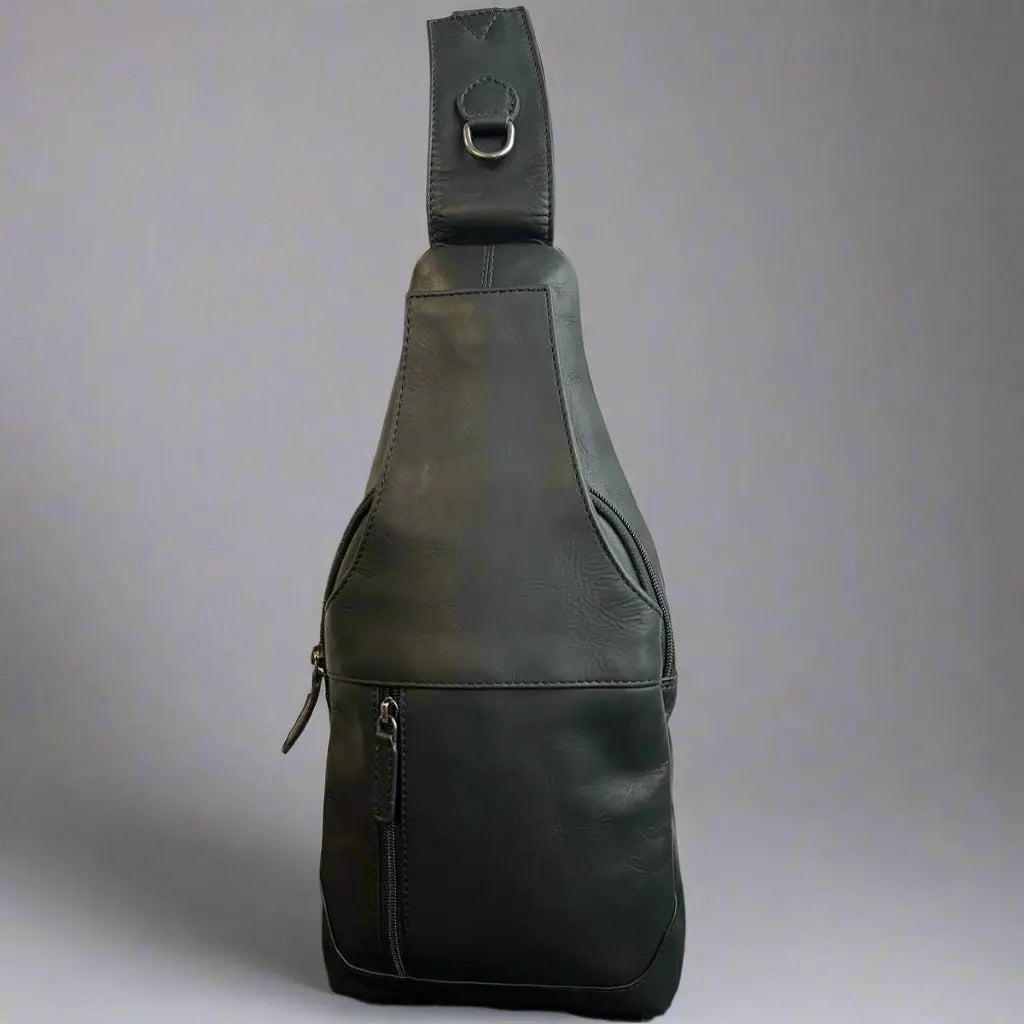 Durable Full Grain Leather Sling Bag Backpack for Men & Women - Perfect for Travel, Hiking, and Everyday Use