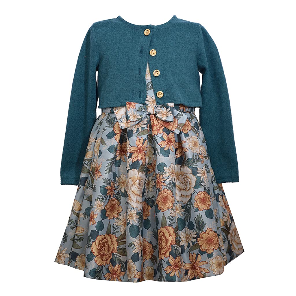 Bonnie Jean Girls Thanksgiving Dress with Cardigan - Cute Holiday Outfit for Fall Family Gatherings, Church Events & Photoshoots