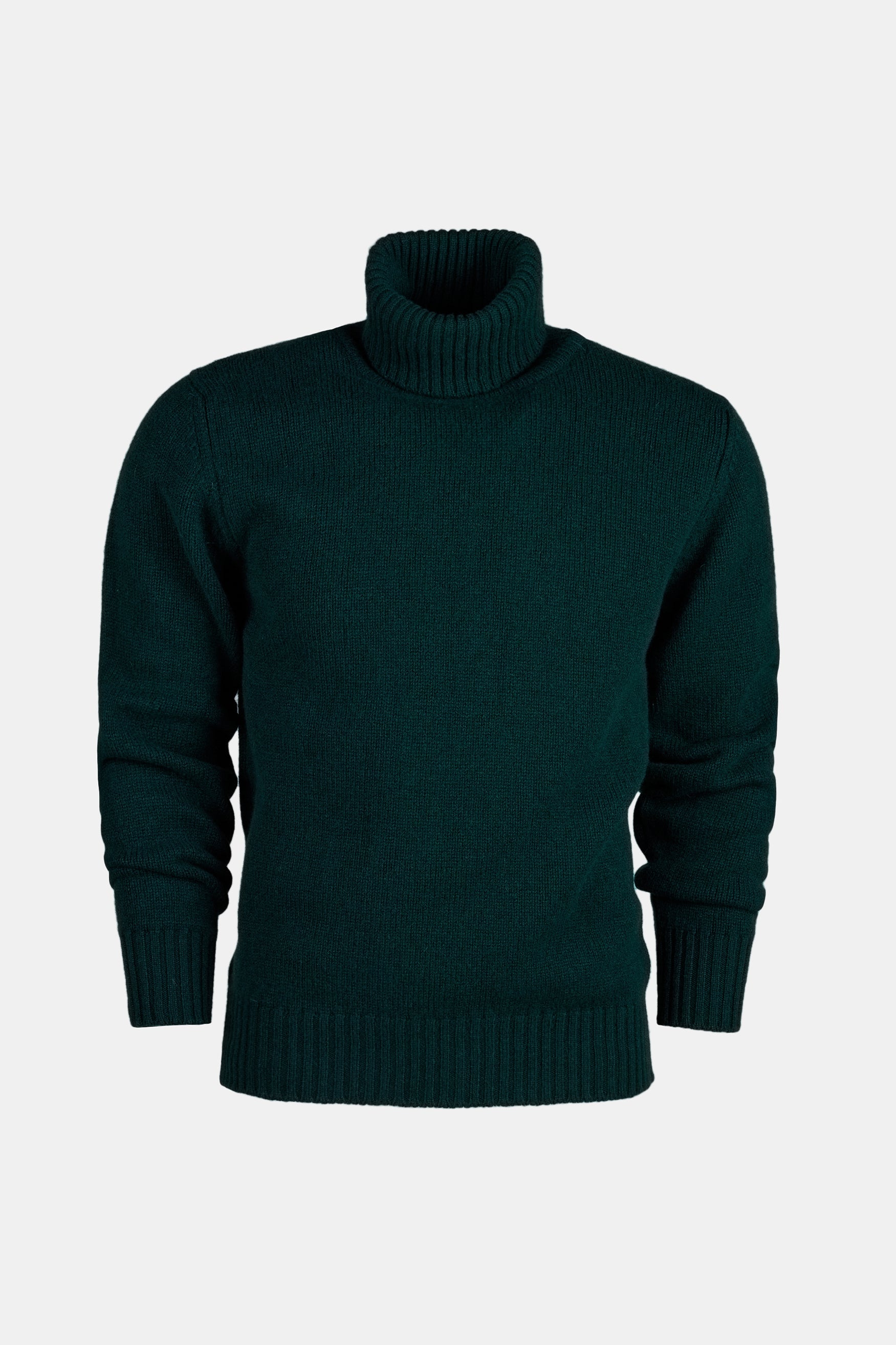 Men's Lambswool Roll Neck Sweater - Bottle Green | Warm Winter Pullover for Casual & Office Wear | Cozy Knitwear for Cold Weather
