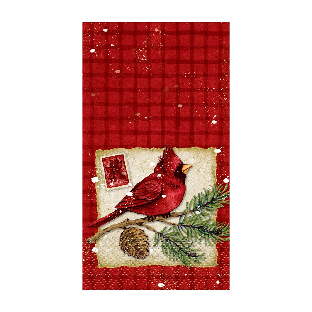 Cardinal Christmas Paper Guest Napkins - 16 Count, Holiday Dinner Party Decorations for Festive Gatherings and Seasonal Celebrations