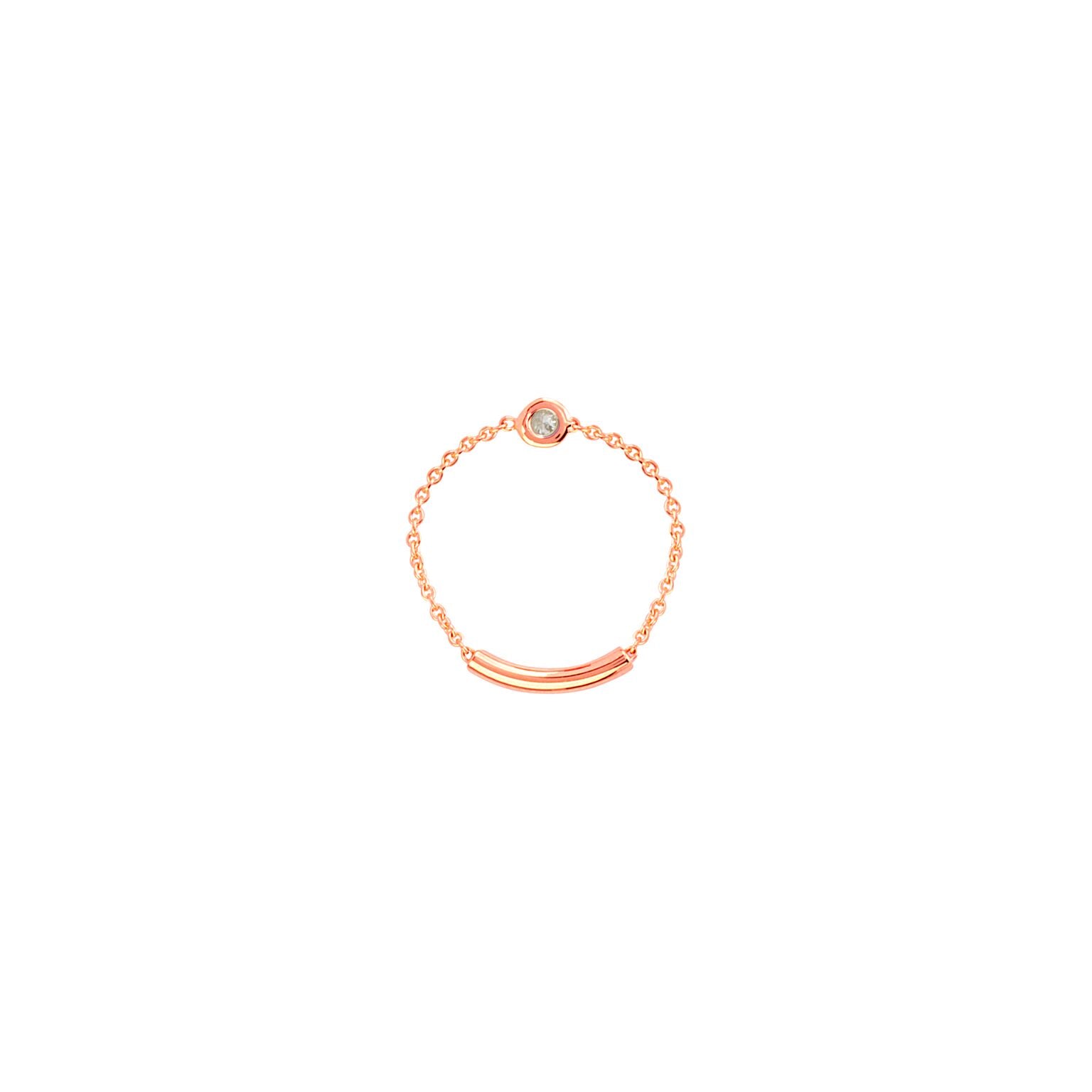 14K Gold Diamond Bezel Chain Ring for Women - Elegant Stackable Ring for Everyday Wear, Anniversary & Gift Giving