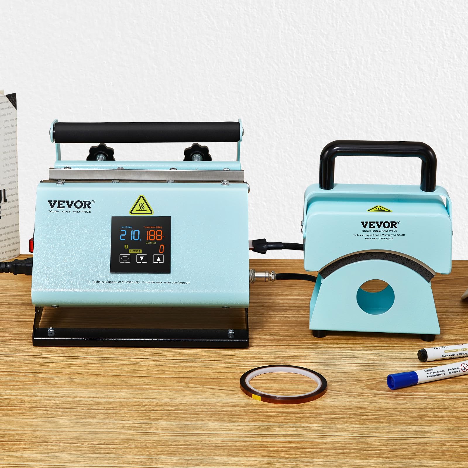 VEVOR 2-in-1 Tumbler & Hat Heat Press Machine for Sublimation - Digital Temperature Control for 11-30oz Mugs & Caps - Perfect for DIY Custom Drinkware & Hat Printing at Home or Small Business