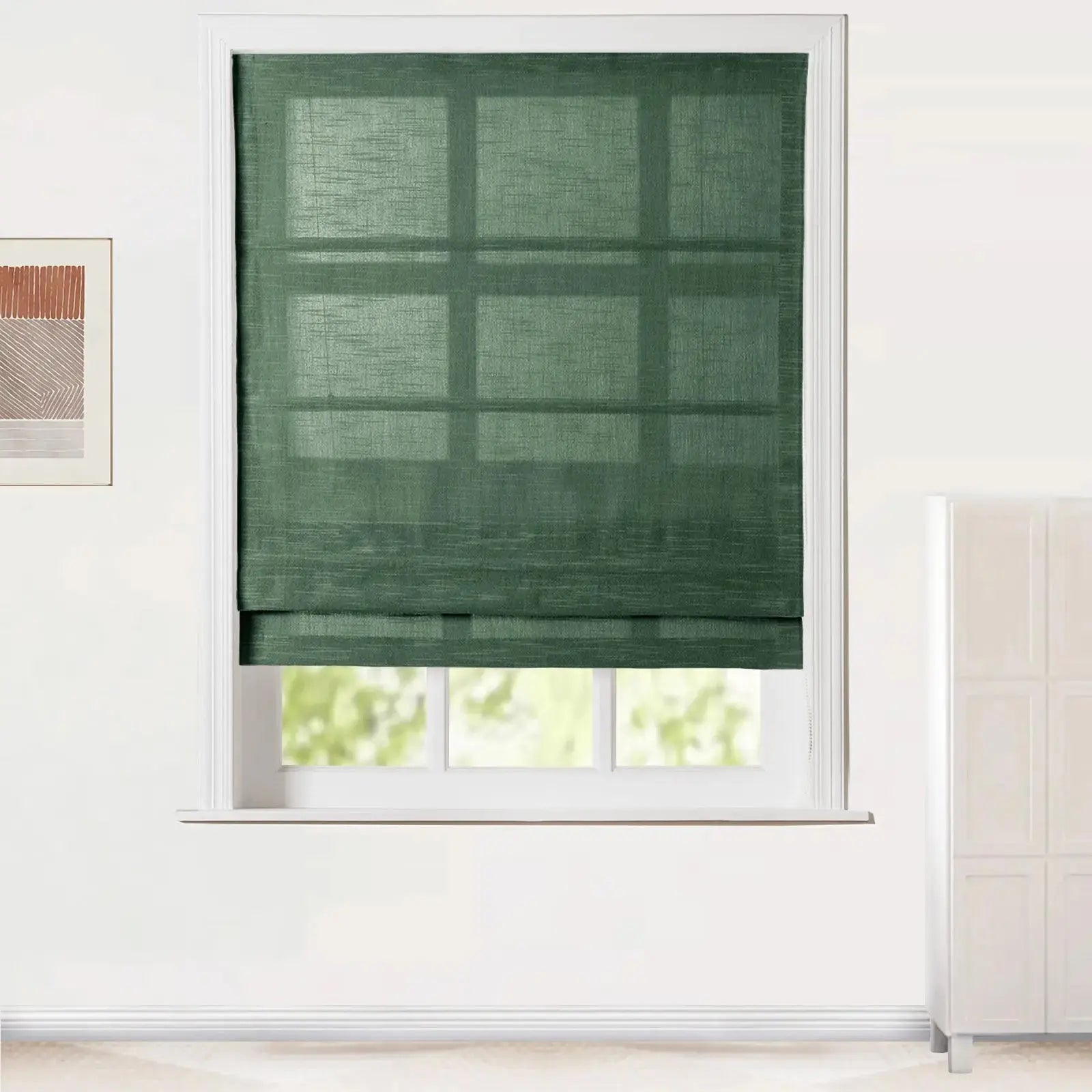 Jawara Linen Cotton Roman Shade with Cord Lift - Elegant Window Treatment for Living Room, Bedroom & Office