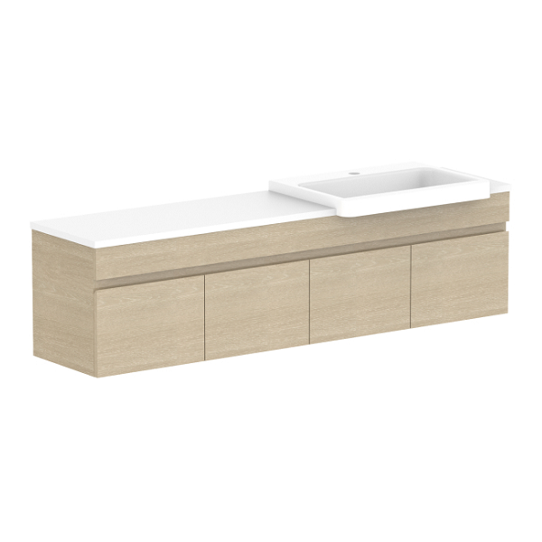ADP Glacier Pro Semi Recessed All Door Slim Vanity with Solid Surface Top - Modern Bathroom Sink Cabinet for Small Spaces, Perfect for Apartments and Powder Rooms