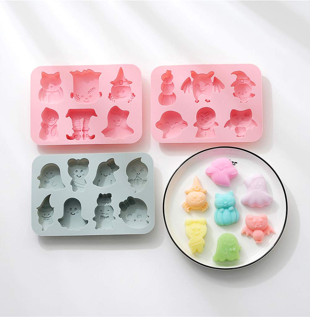 Halloween Baking Molds 4 Pack - Silicone Cookie Molds for Desserts, Soap Making & Bath Bombs - Perfect for Halloween Party Treats, DIY Crafts & Holiday Baking