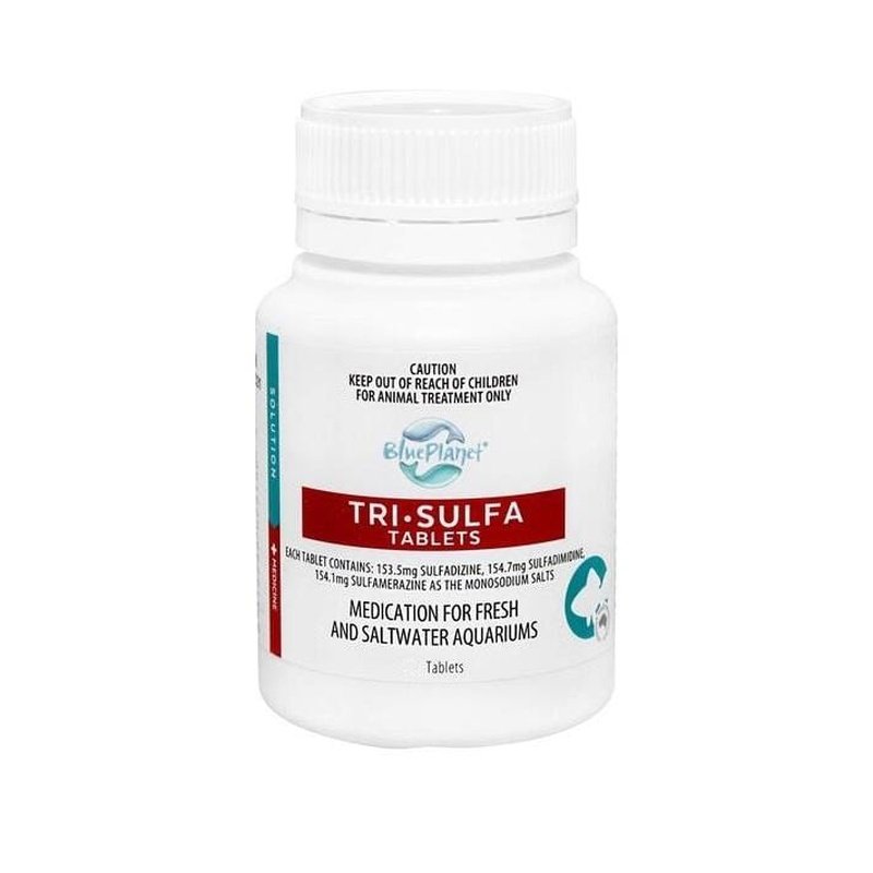 Blue Planet Tri Sulfa Tablets for Fish - Effective Aquarium Medication to Treat Bacterial Infections | Ideal for Freshwater & Saltwater Tanks