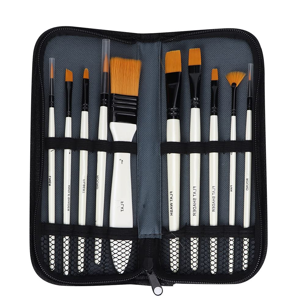 Premium Oil Painting Brush Set - Durable Wood Handle Artist Brushes for Oil & Watercolor Painting - Includes Zipper Case - Perfect for Studio, Classroom & Outdoor Art Projects