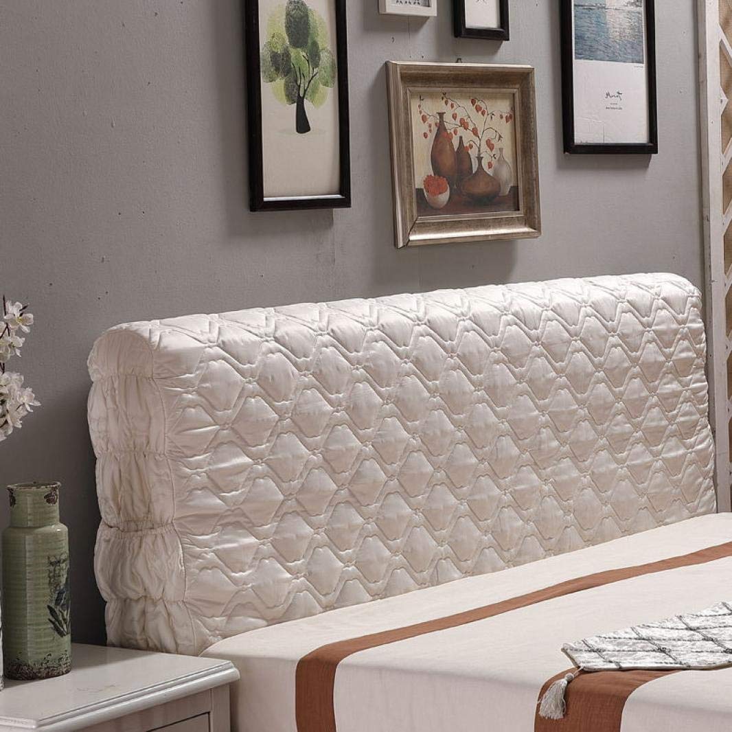 YURASIKU Quilted Beige Headboard Cover - Thick Soft Bed Headboard Protector for Full, Queen & King Size Beds - Fits Leather & Wooden Headboards - Perfect for Bedroom Decor & Home Staging