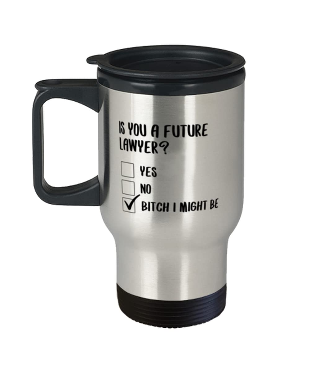 Future Lawyer Travel Mug 14oz - Perfect Gift for Law Students & Graduates - Insulated Coffee Cup for Office, Courtroom & Study Sessions