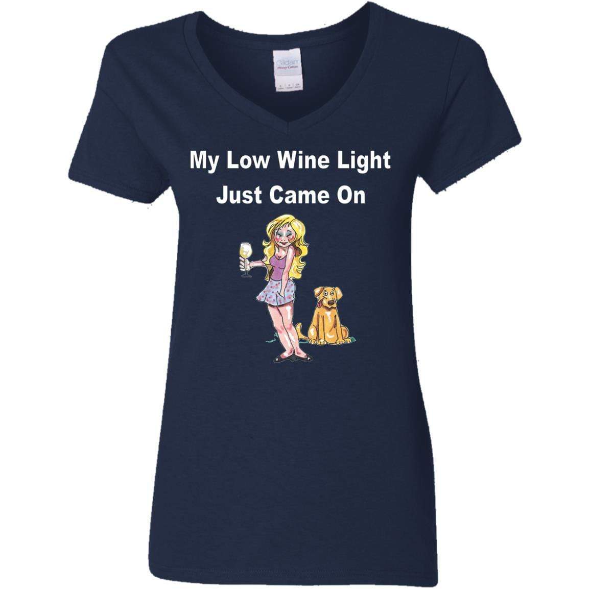Low Wine Light Ladies V-Neck T-Shirt - 5.3 oz Comfortable Women's Tee for Casual Wear, Wine Tasting & Girls Night Out