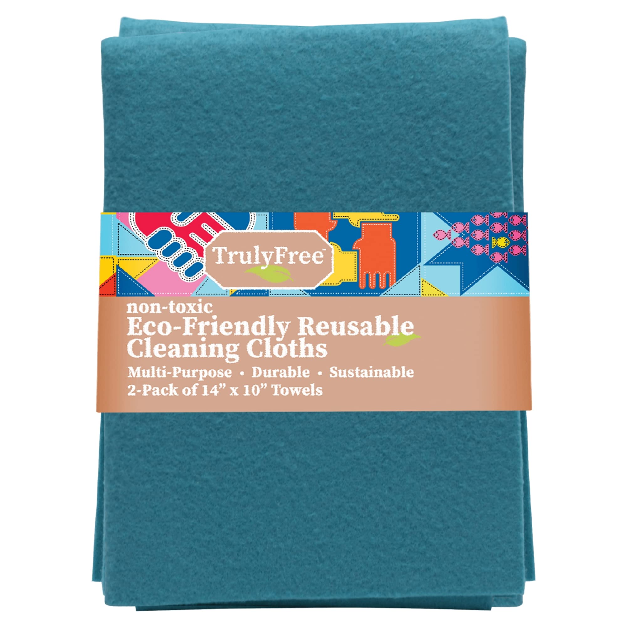 Eco-Friendly Reusable Cleaning Cloths 2 Pack - Super Absorbent Multipurpose Kitchen Towels, Washable Cleaning Rags for Home, Car & Office - 14x10 Inches - Perfect for Spills, Dusting & Stain Removal
