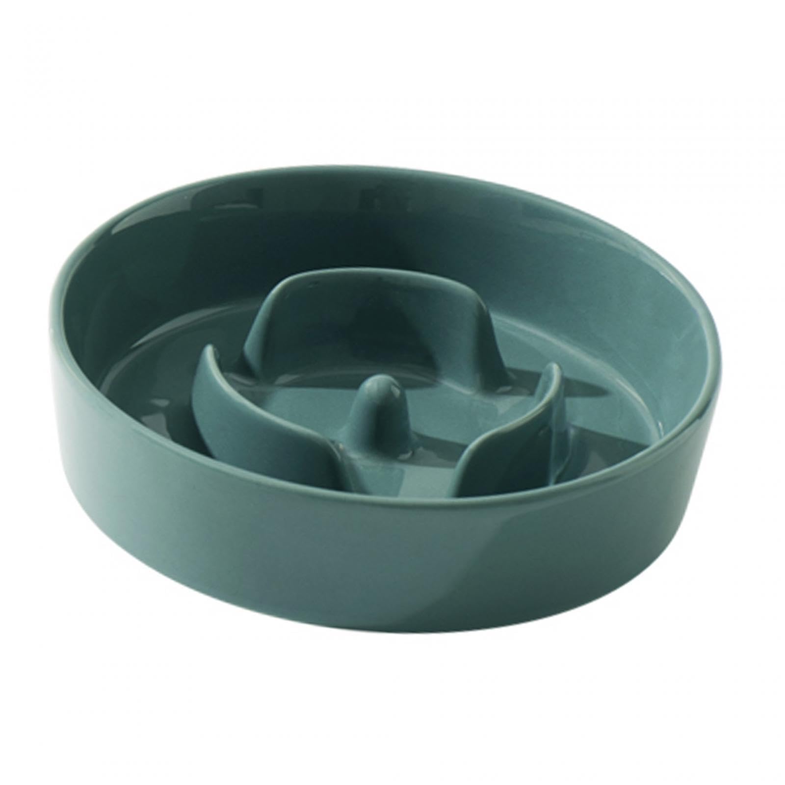 Enakshi Slow Feeder Dog Bowl - 15.5cm Deep Green Puzzle Food Plate for Small Medium Dogs & Cats - Anti-Gulping Bloat Prevention Mealtime Solution for Fast Eaters