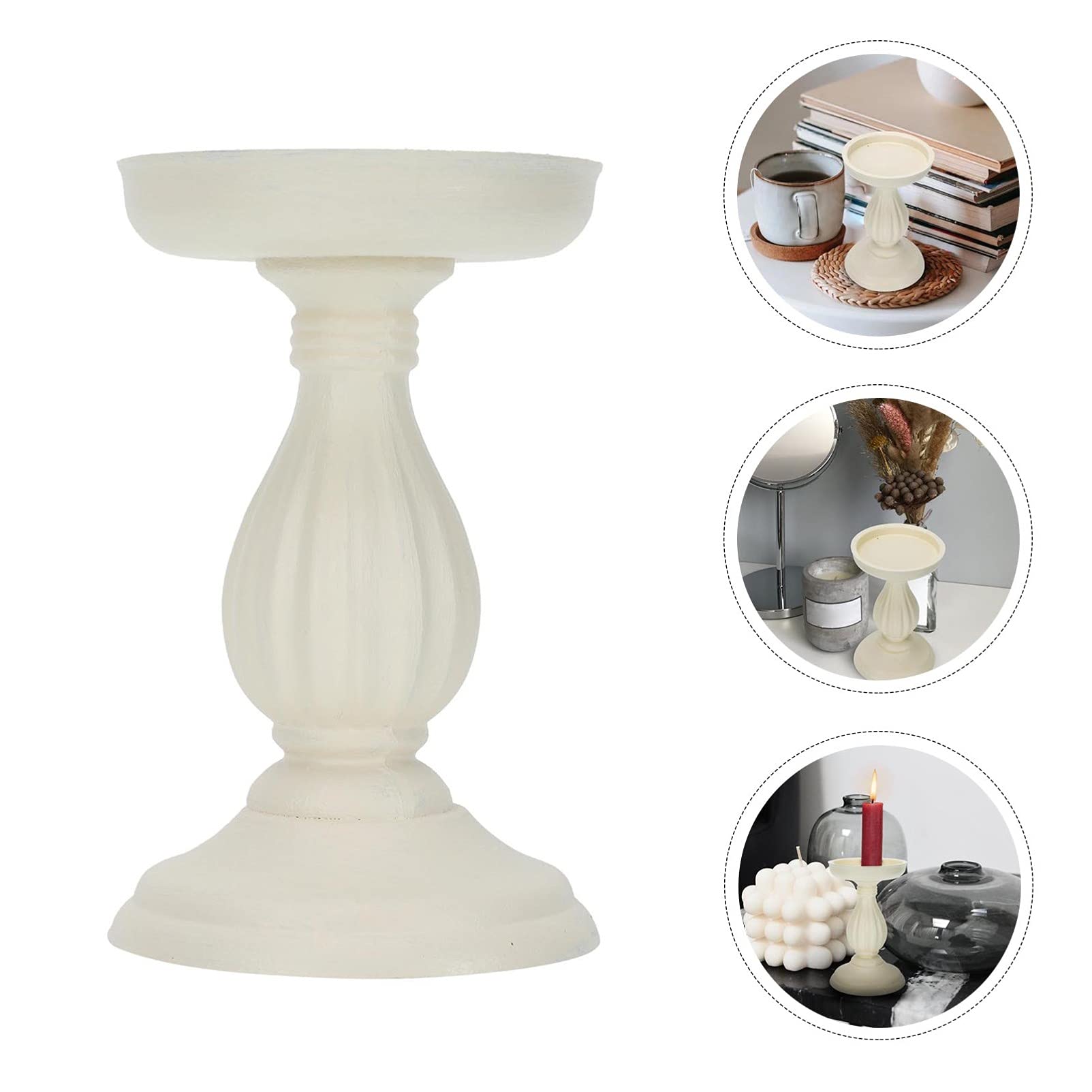 Elegant Roman Column Candle Holder - White Resin Candlestick Stand for Pillar & Tea Light Candles - Greek Figurine Base Wedding Table Centerpiece - Perfect for Home Decor, Romantic Dinners & Special Events