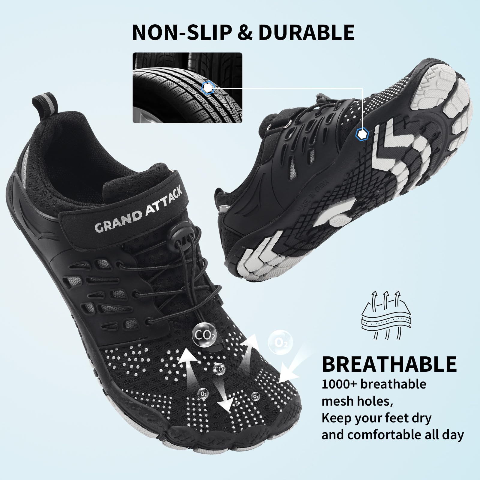 Grand Attack Barefoot Shoes for Women - Minimalist Zero Drop Lightweight Cross-Trainers for Wrestling, Boxing, Weightlifting & Walking | Perfect for Gym, Outdoor Activities & Everyday Wear