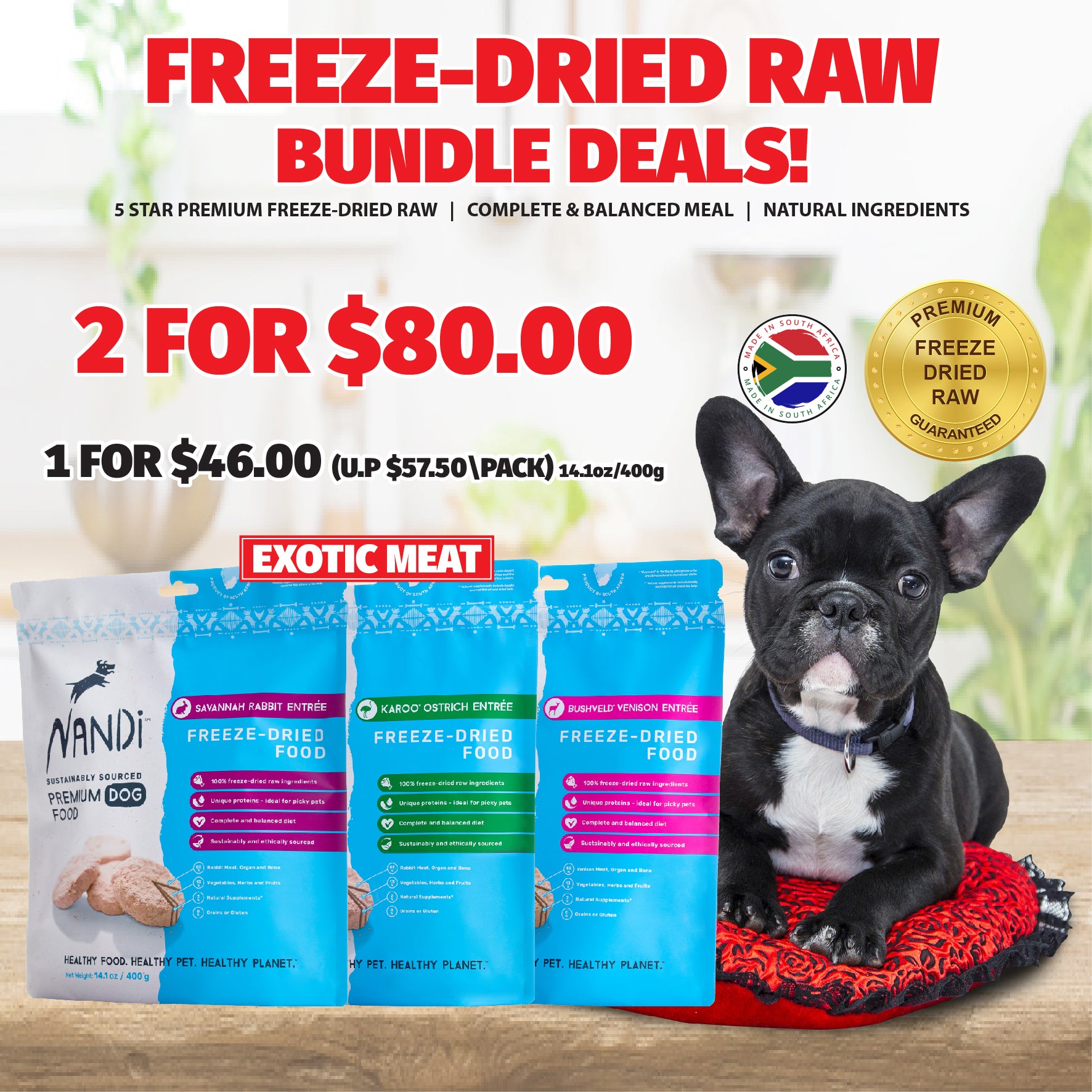 Premium Freeze-Dried Dog Food by Nandi - High Protein, Grain-Free Sliders Twin Deal (2 Pack for $80) - Perfect for Travel, Hiking & Outdoor Adventures with Your Dog