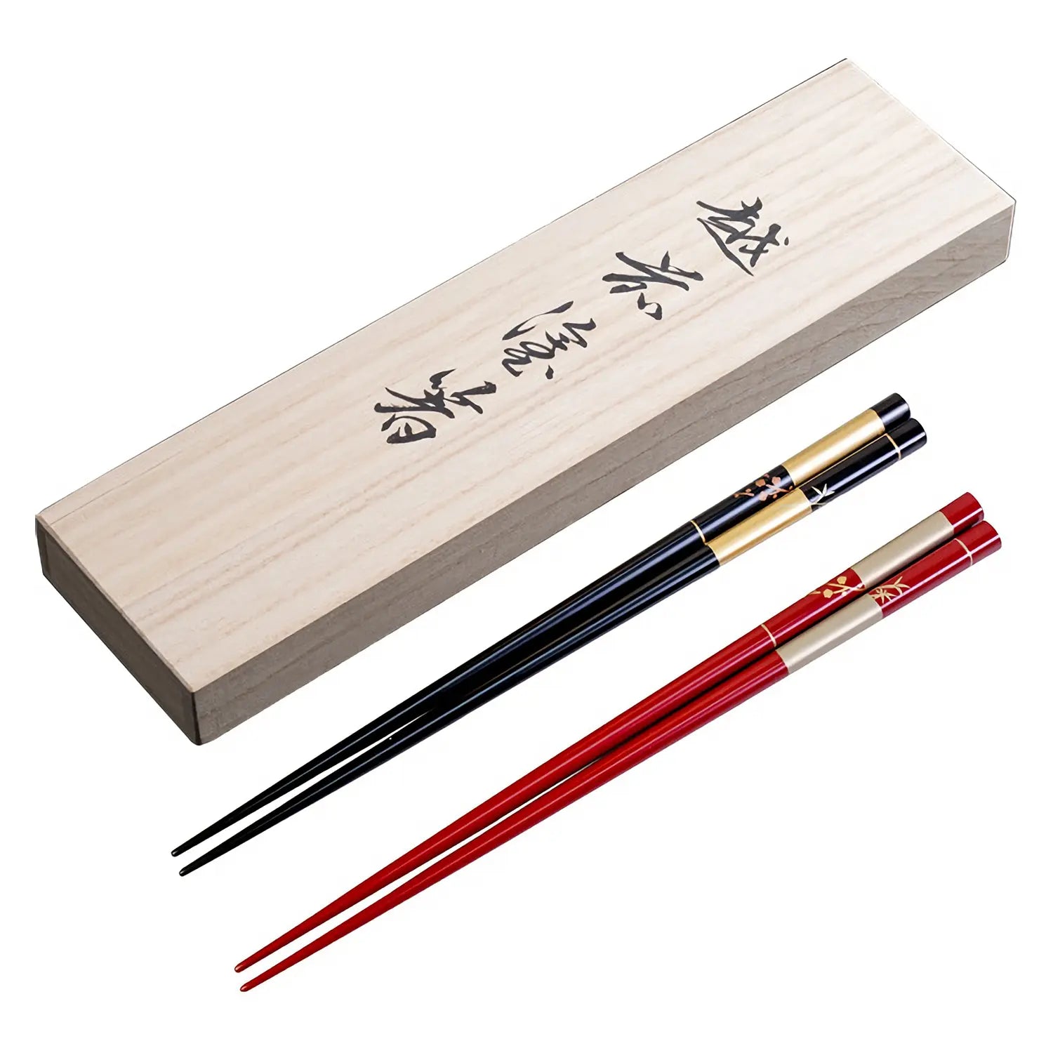 Premium Echizen Shikki Makie Wooden Couple Chopsticks - Handcrafted Japanese Lacquerware with Ichimatsu Pattern - Perfect for Romantic Dinners, Anniversary Gifts & Asian Cuisine Dining