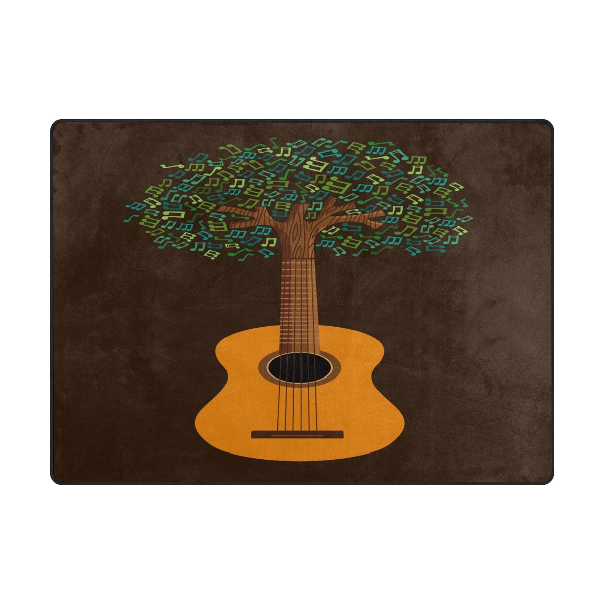 ALAZA Guitar Tree with Musical Note Area Rug - 7' x 5' Non-Slip Floor Mat for Living Room, Bedroom, Music Studio - Perfect for Home Decor, Musician Gifts & Soundproofing